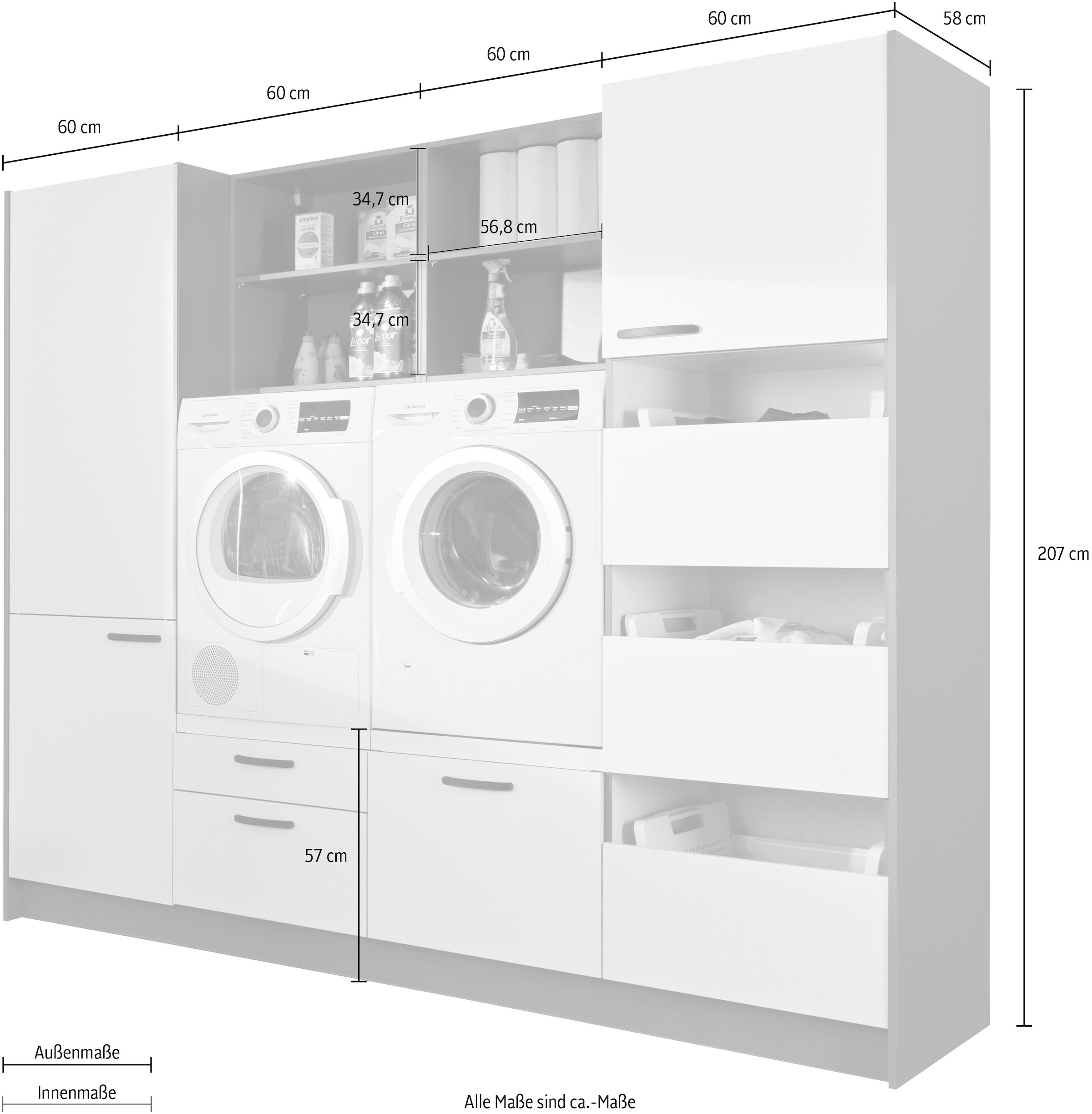 Express Küchen Schrank-Set »Arta«, (9 | Geräte, bestellen ohne mit Soft-Close-Funktion, Stellbreite vormontiert, St.), UNIVERSAL 245cm