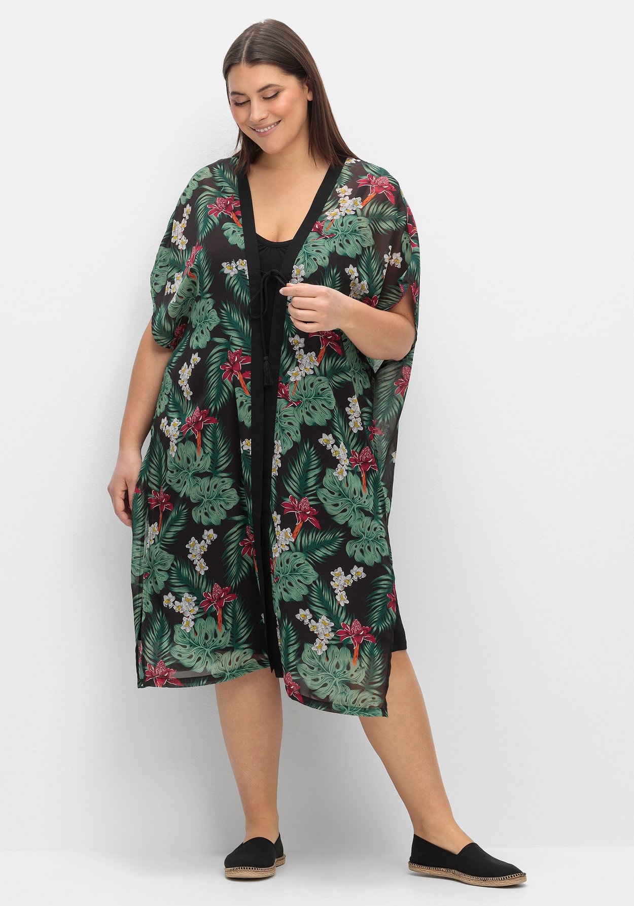 Sheego Jerseykleid »Strandset im Set mit offenem Kaftan«