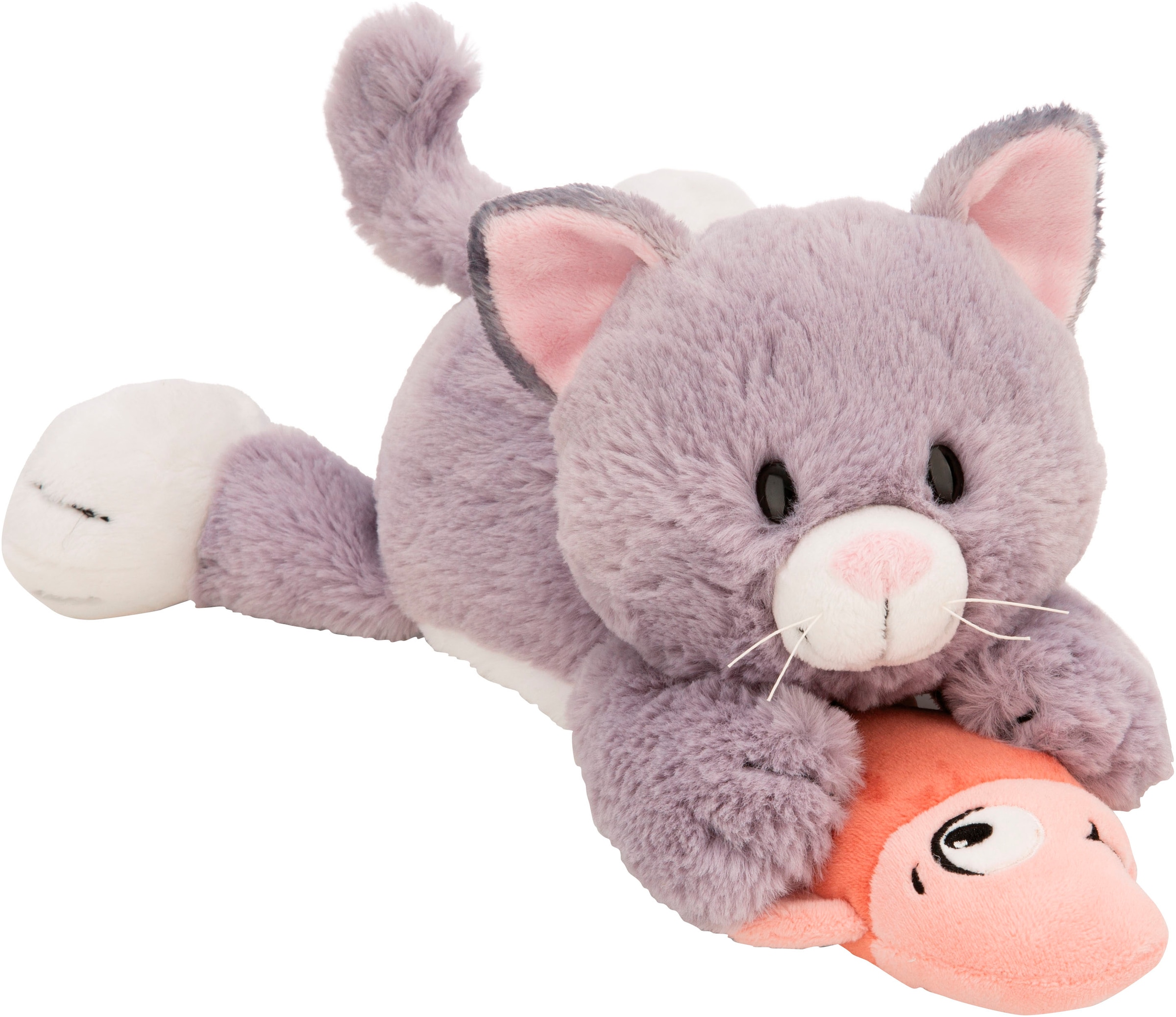 Nici Kuscheltier »Homies GREEN, Katze grau & Fisch 30 cm liegend«