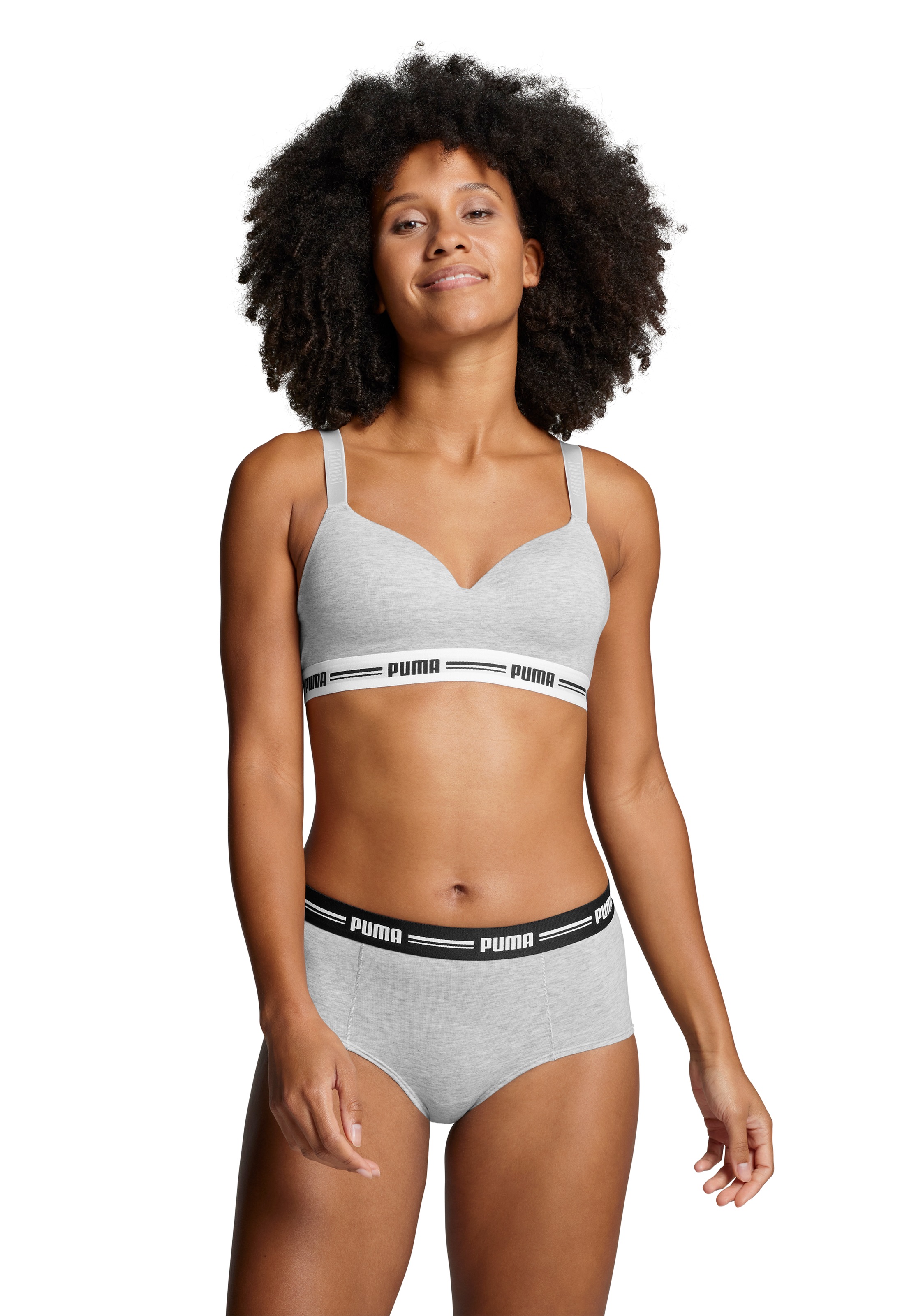 PUMA Panty »PUMA WOMEN MINI SHORT 2P«, (2er Pack), schmaler Logo-Gummibund