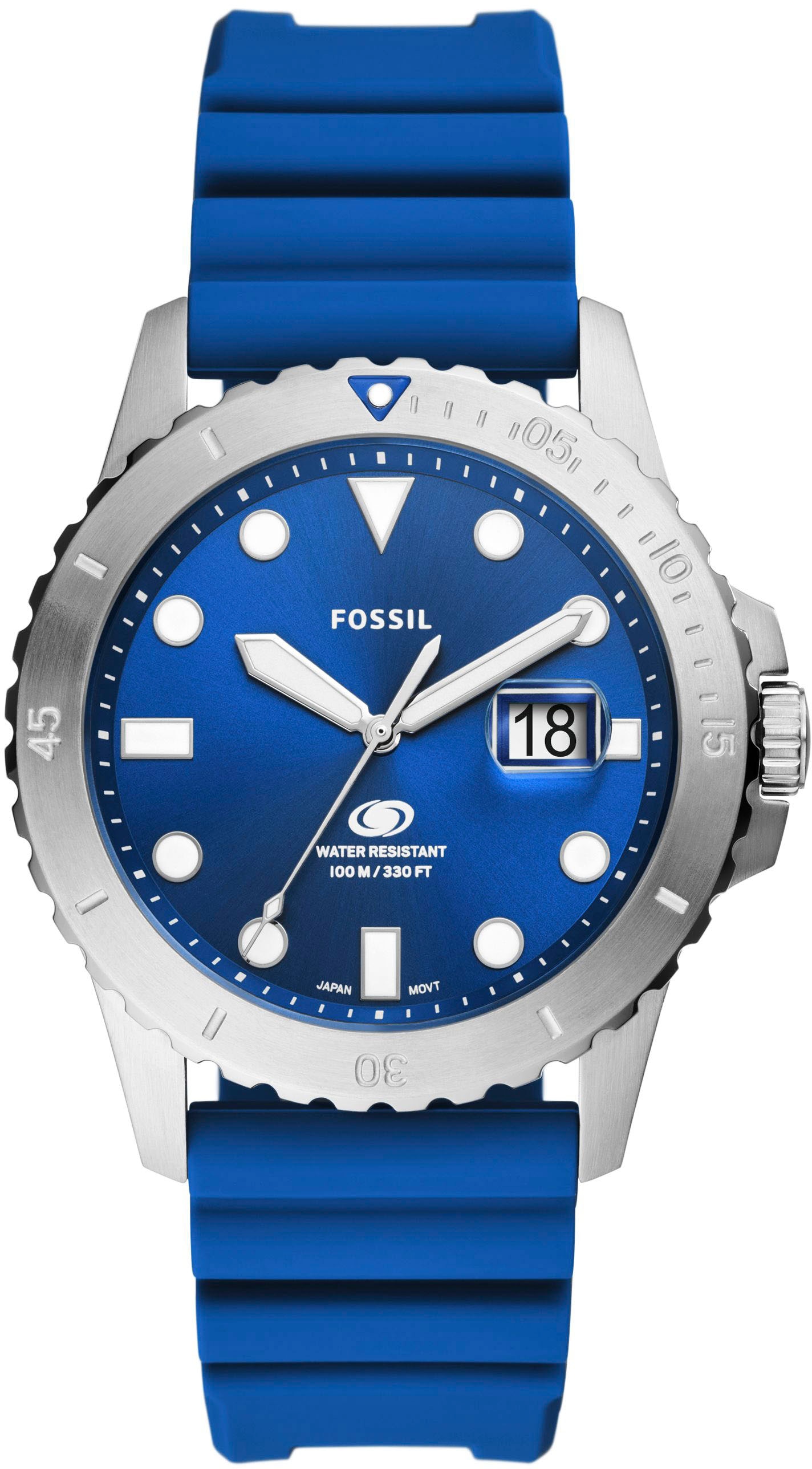 Quarzuhr »FOSSIL BLUE, FS5998«, Armbanduhr, Damenuhr, Datum, Silikonarmband, bis 10...