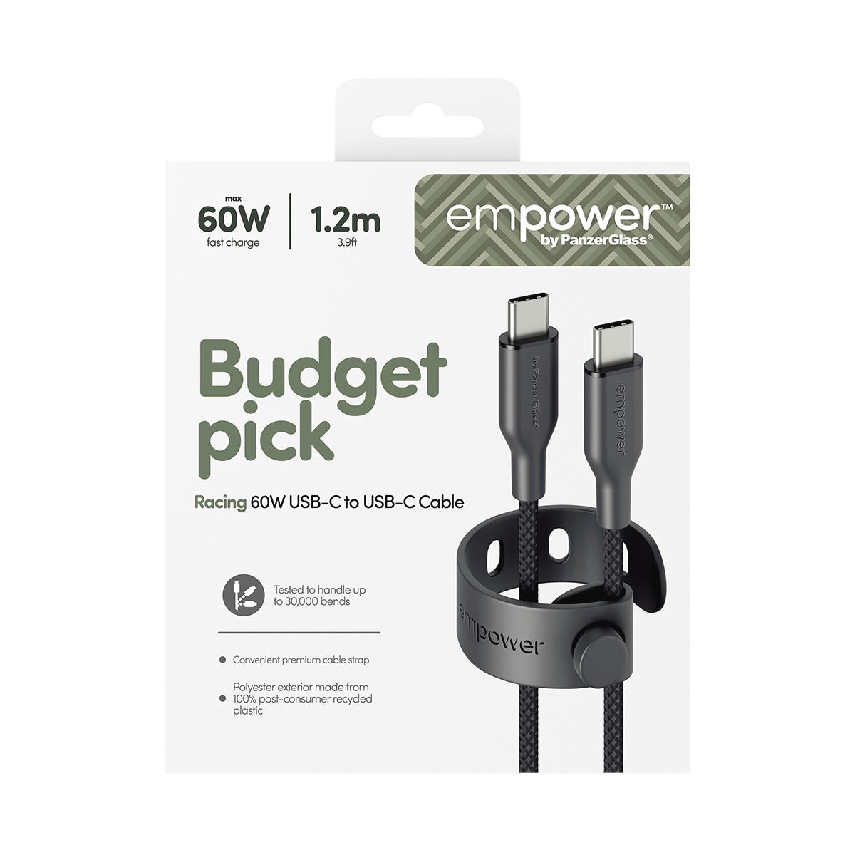 empower by PanzerGlass USB-Kabel »Racing 60W USB-C zu USB-C Kabel USB 2.0 1,2 m« USB-C 120 cm