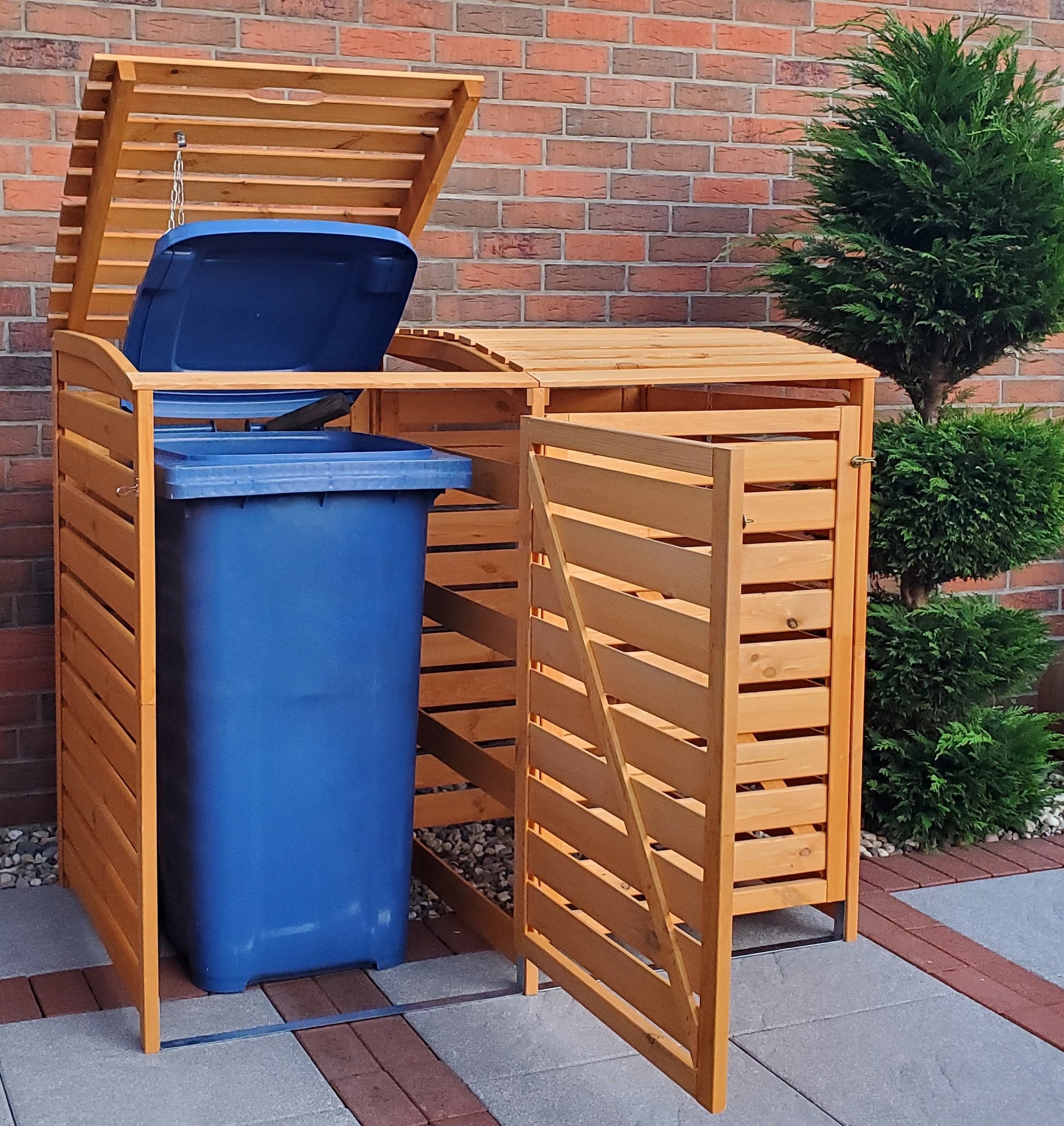 promadino Mülltonnenbox »Vario III« für 2 Tonnen, robust aus zertifiziertem Kiefernholz