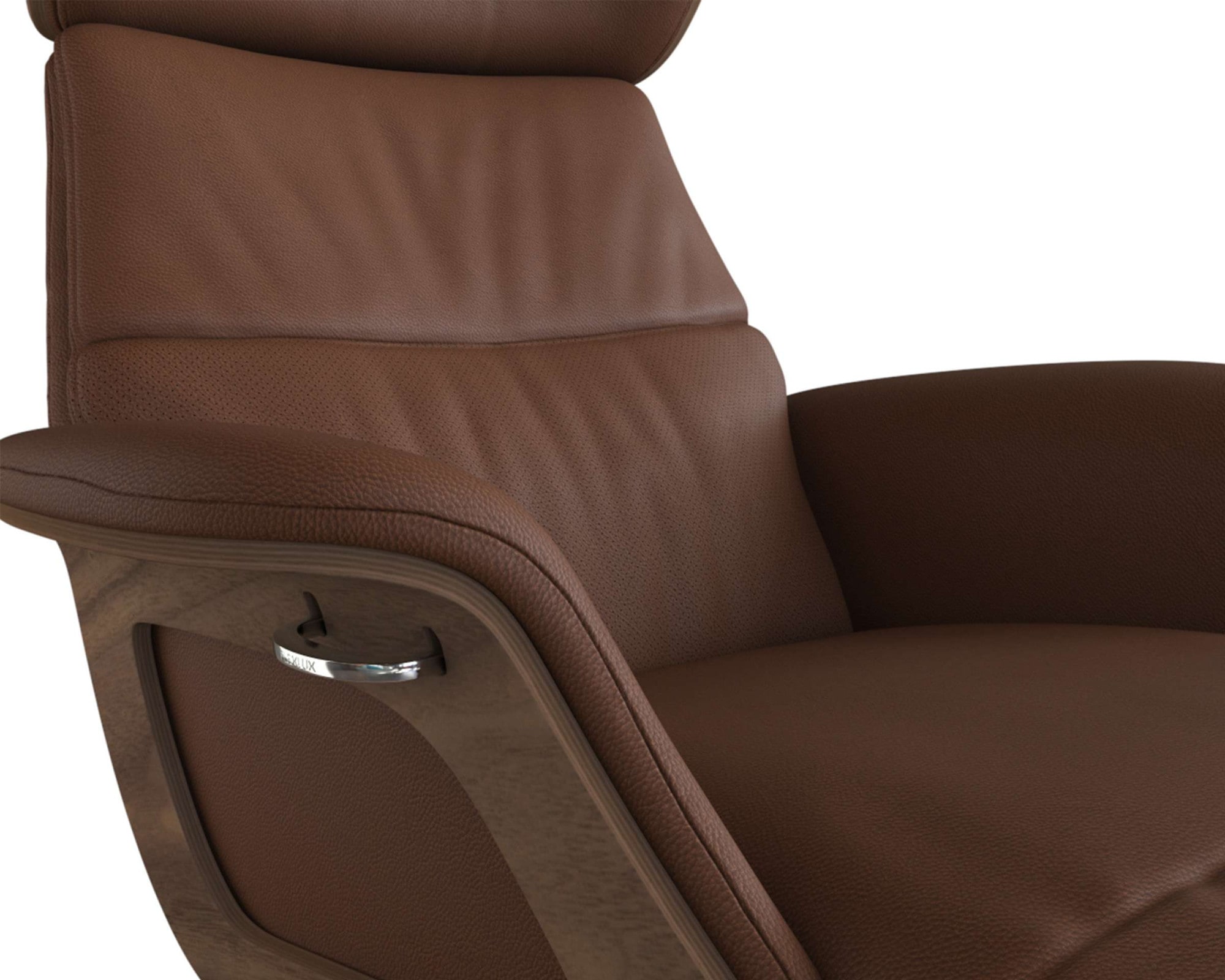 FLEXLUX Loungesessel »Clement Chaislongue, Relaxstuhl, Liegesessel,«, Rücken- & Kopfteilverstellung, Armlehne, Walnuss, Fuß Alu