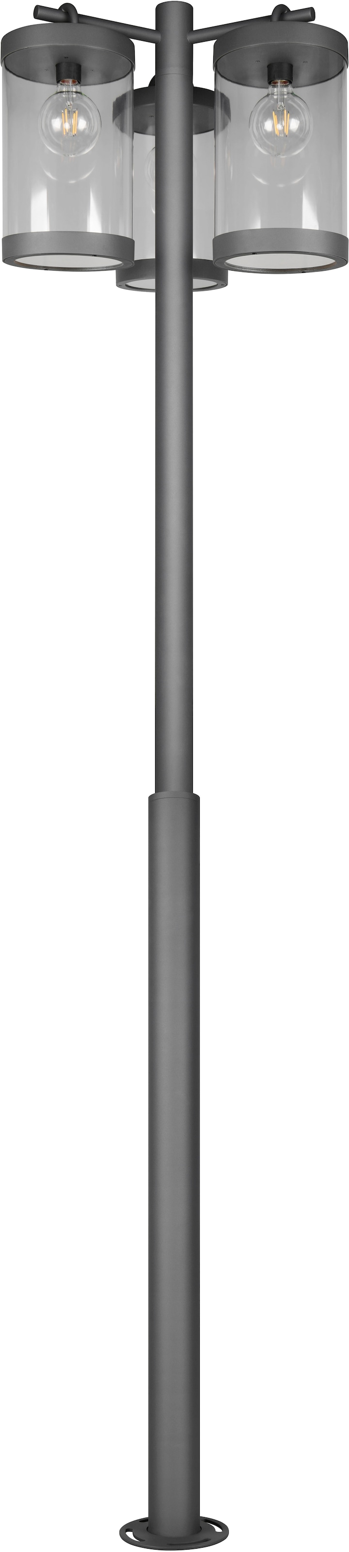 TRIO Leuchten Außen-Stehlampe »SAMBESI, Große Garten Stehleuchte Höhe 240cm, IP44 Dämmerungssensor« E27 1 Stk. warmweiß - kaltweiß Outdoor Stehlampe 3-flammig, exkl 3x E27 max 28W, Alu Druckguss