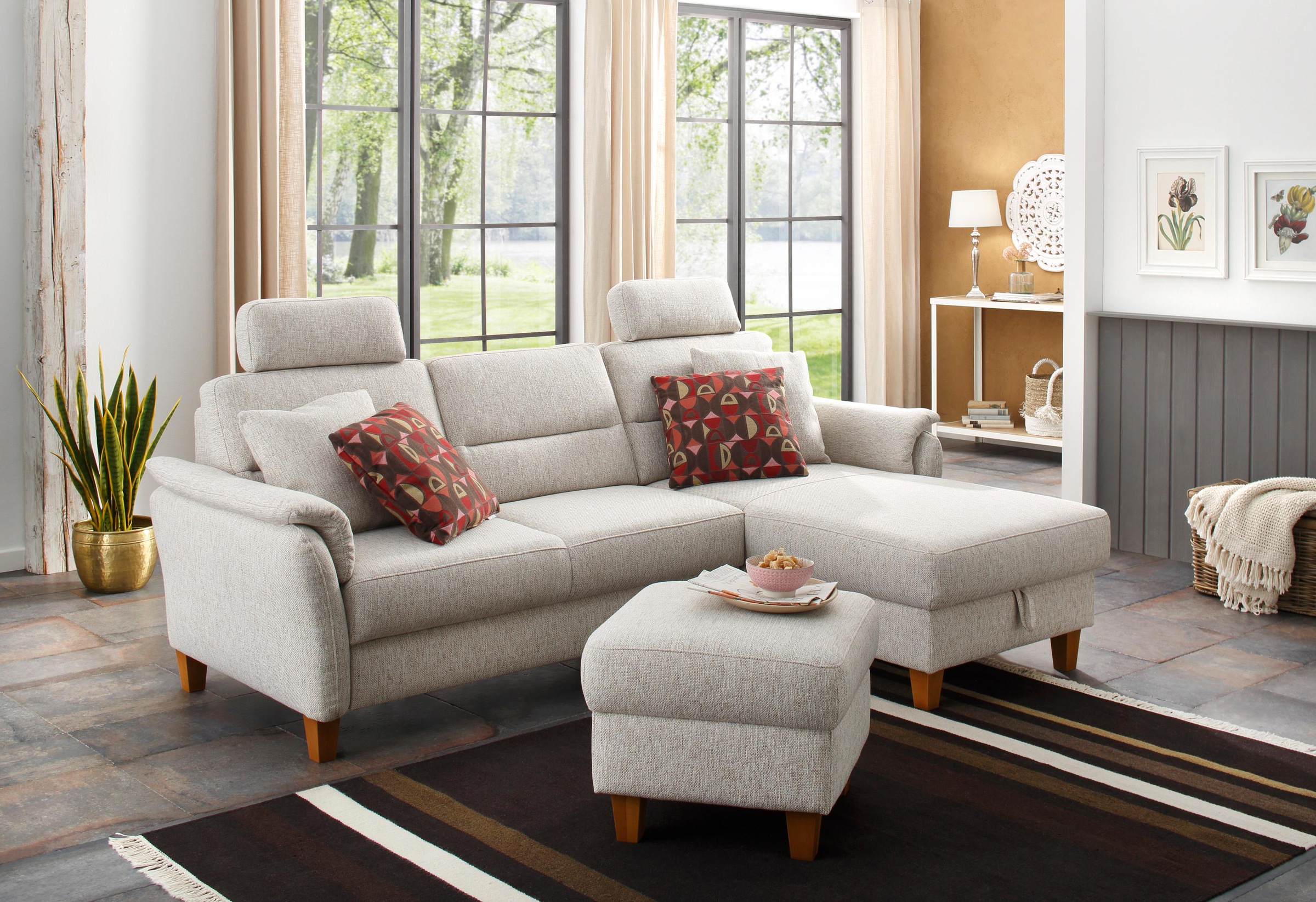 Home affaire Ecksofa »Palmera L-Form, B: 244 cm«, optional Bettfunktion & Bettkasten, Federkern