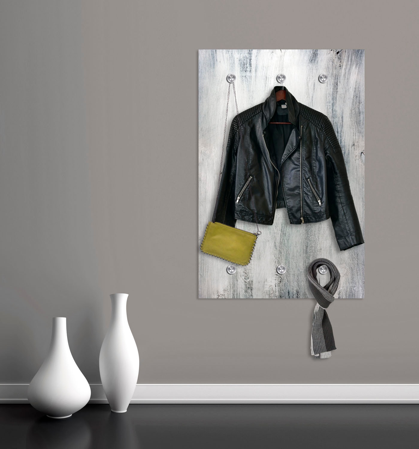 queence Garderobenleiste »Holzoptik«, mit 6 Haken, 80 x 120 cm