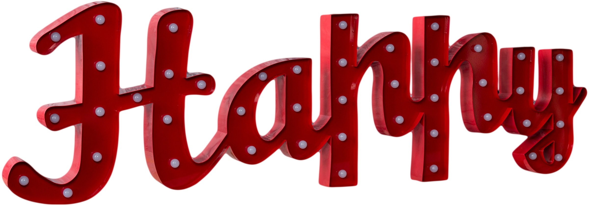 MARQUEE LIGHTS LED Dekolicht »Happy« LED-Modul 1 Stk. Warmweiß Wandlampe, Tischlampe Schriftzug Happy 44 Leuchtmittel - 137x38 cm