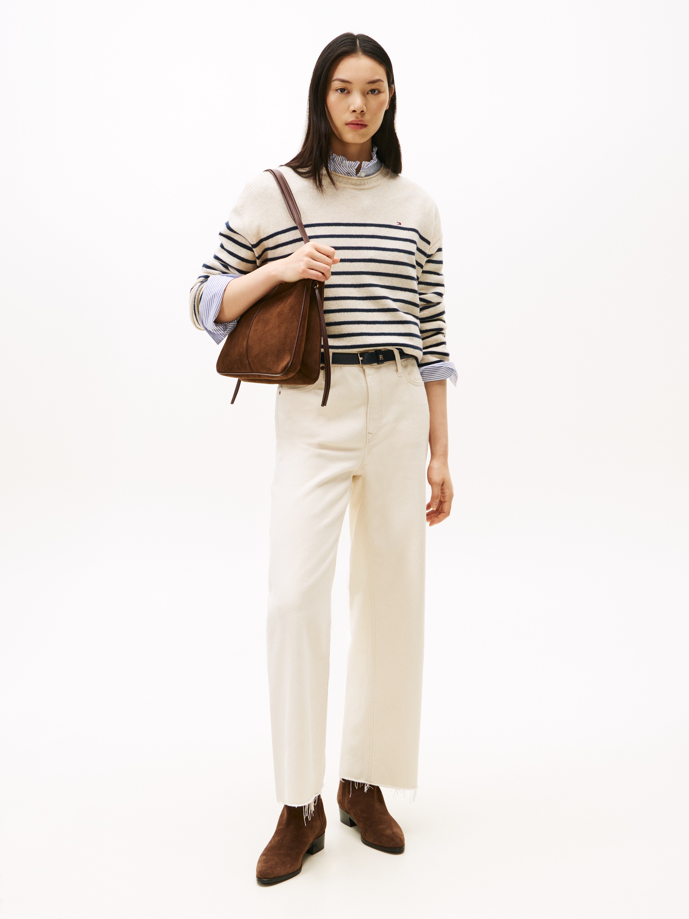 Tommy Hilfiger Strickpullover »SOFT WOOL RLXD C-NK LS SWT« aus reiner Wolle