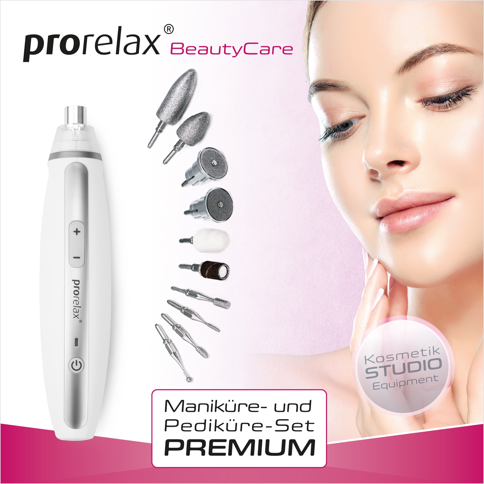 prorelax Maniküre-Pediküre-Set »121174 Premium«, 10 Aufsätze, Akkubetrieben