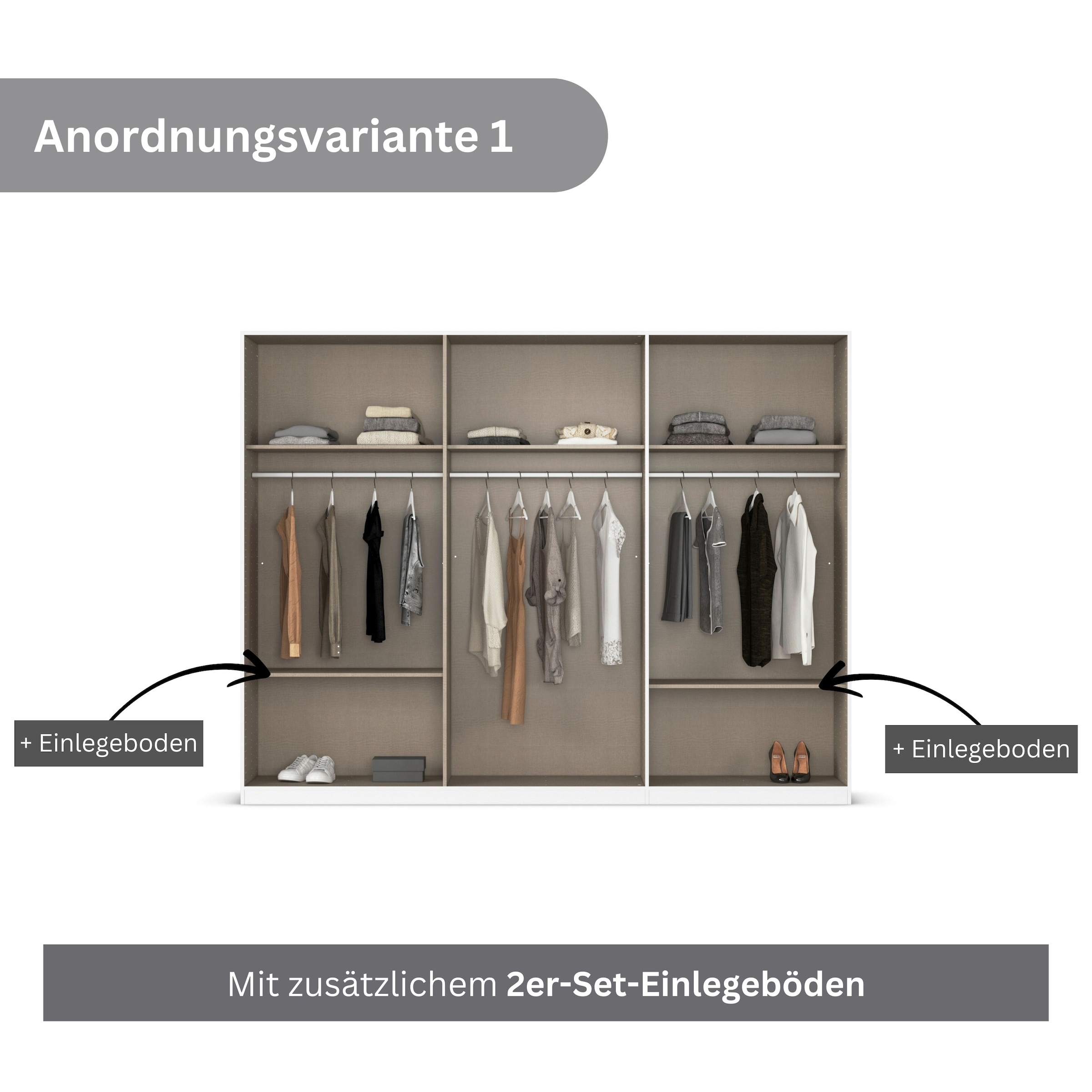 rauch Drehtürenschrank »Kleiderschrank Schrank Garderobe AGORDO TOPSELLER Schlafzimmer«, (in zwei Griff-Farben mit Dekor- oder Hochglanzfront), durchdachte Innenausstattung, in 6 Breiten und 2 Höhen MADE IN GERMANY