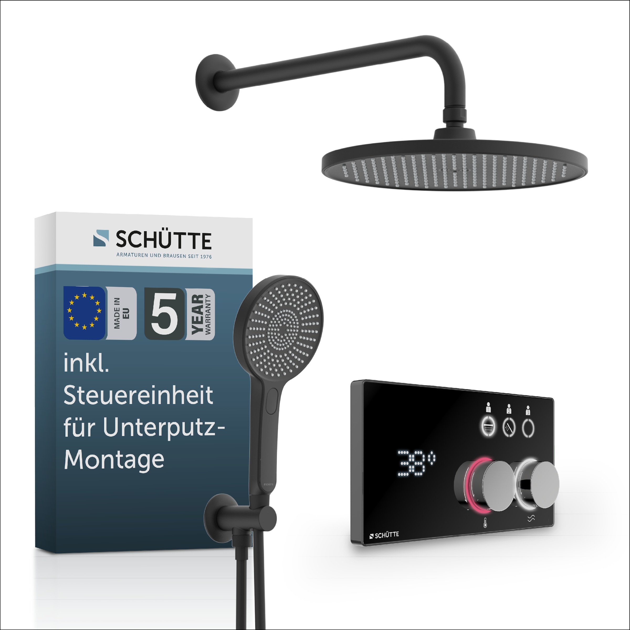 Schütte Duschsystem "AQUADOT" Überkopfbrauseset mit digitalem Duschsystem