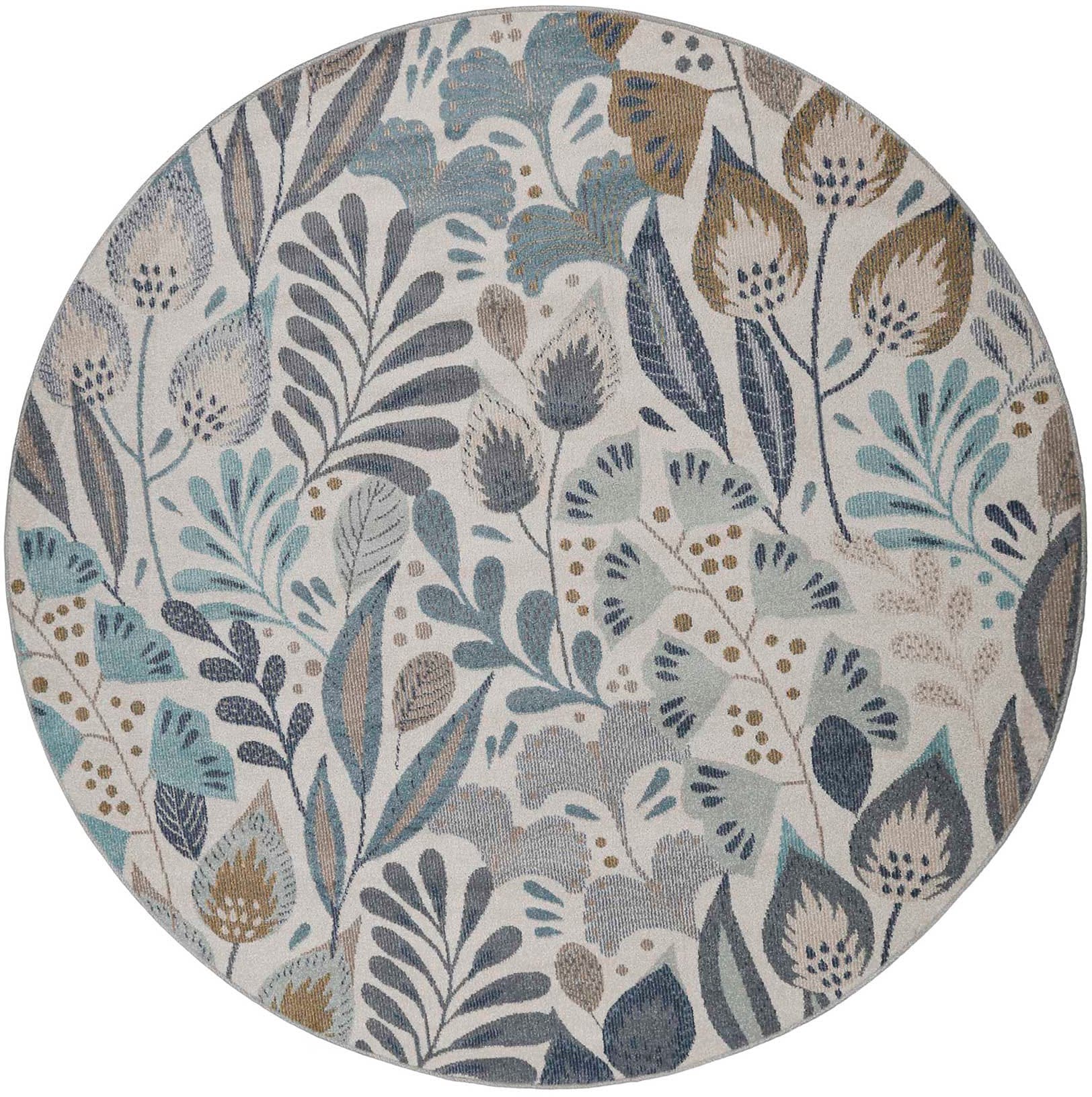 Esprit Outdoorteppich »Lilly, ESP-21082«, rund, 4 mm Höhe, wetterfest mit blumigem Muster ideal für Balkon, Terrasse, Küche, Flur