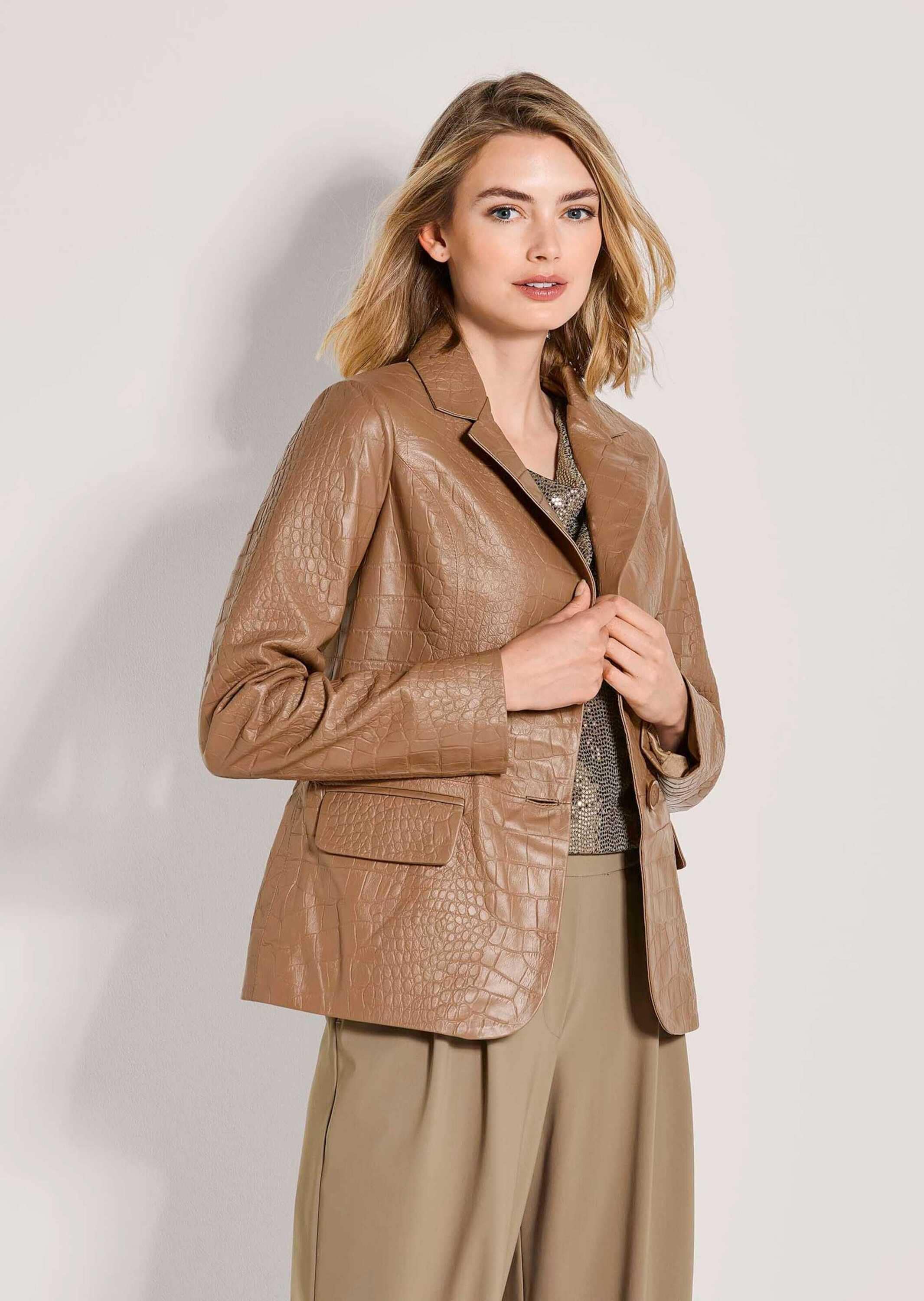 MADELEINE Jeansjacke »Lederblazer Lammnappa-Blazer mit Kroko-Prägung« geprägtes Leder