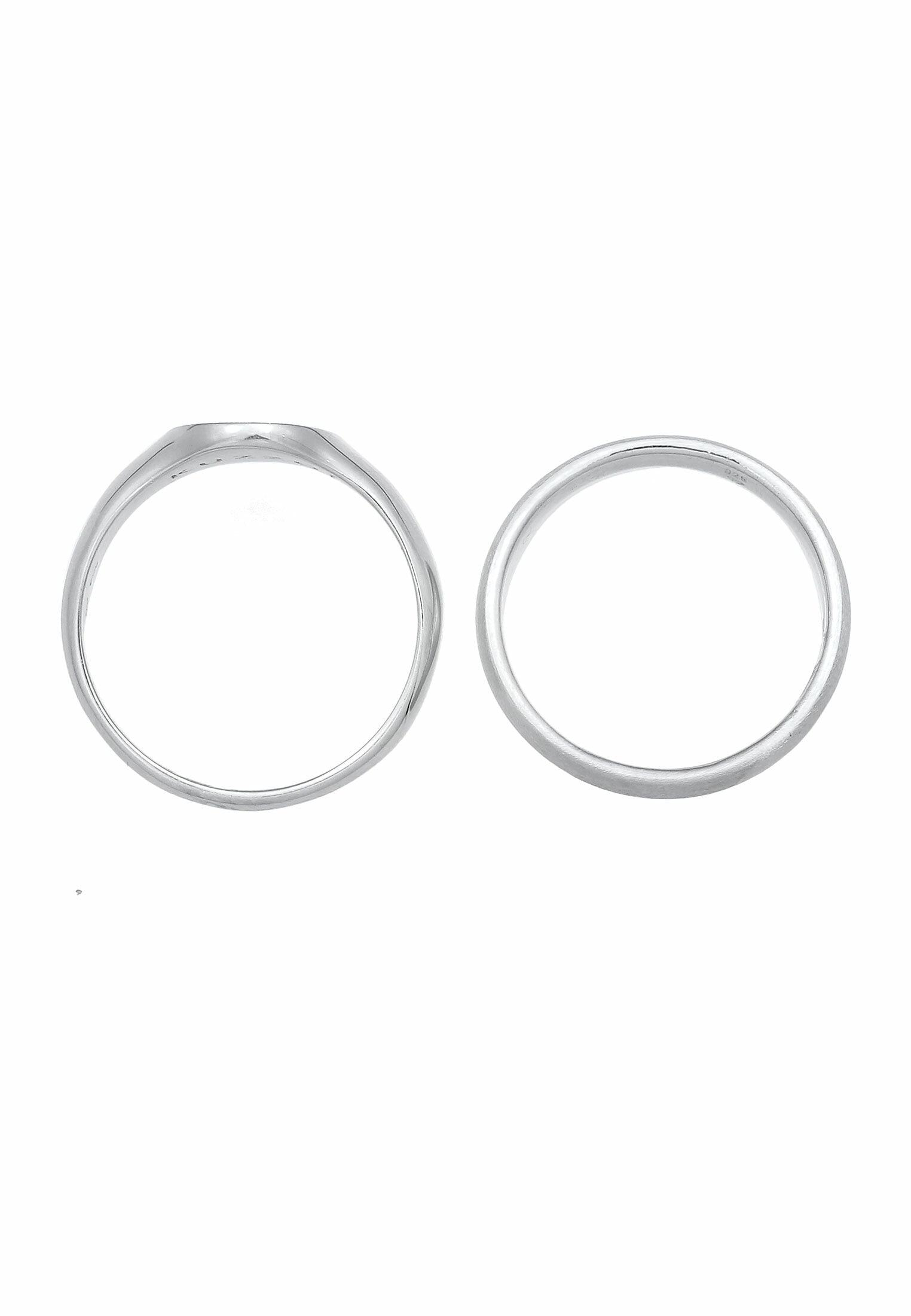 Kuzzoi Siegelring »Ring Herren Siegelring Basic Bandring 2er Set 925 Silber«