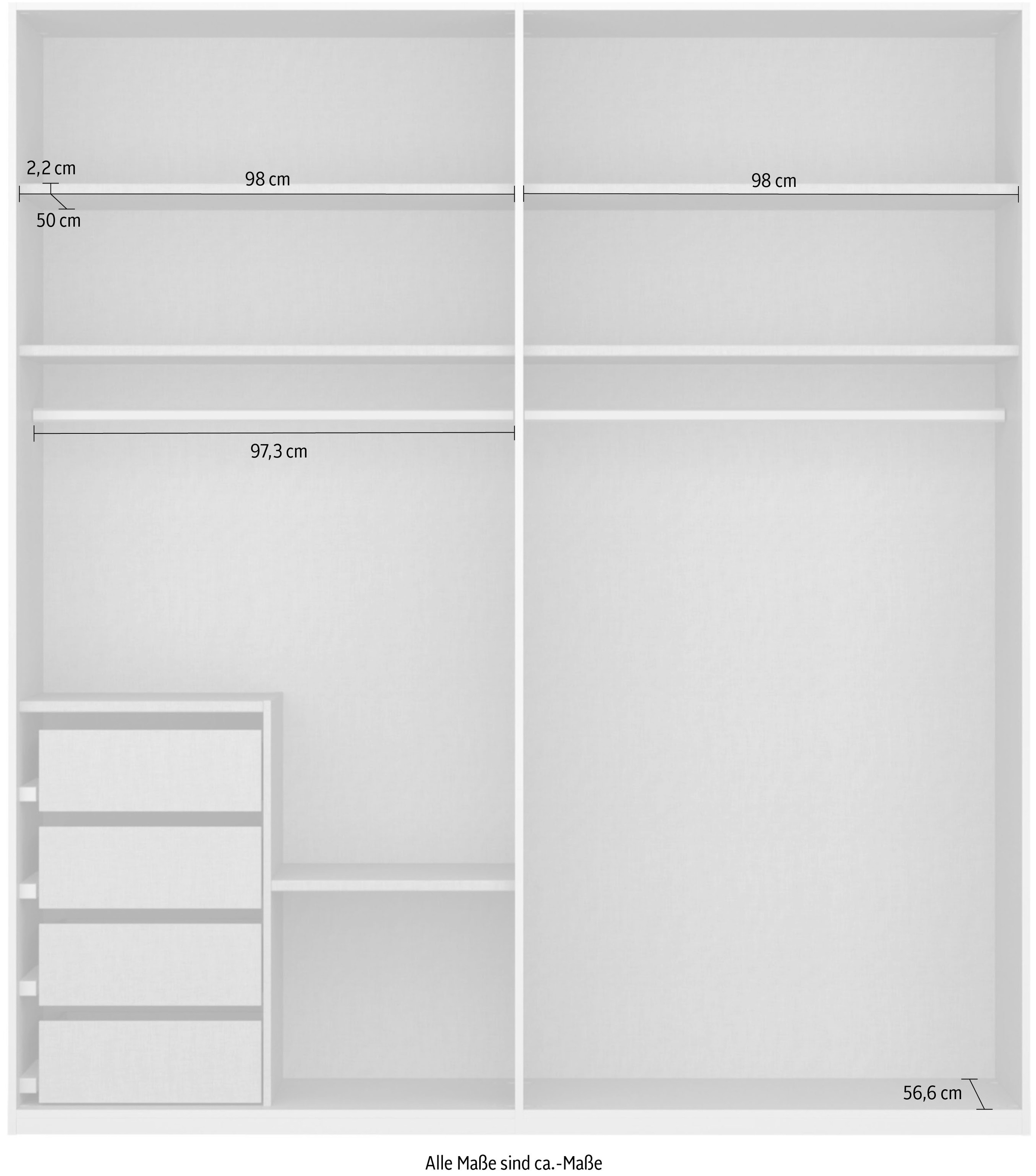 rauch Drehtürenschrank »Skat Meridian«, Glasfront, inkl. Innenspiegel und 4 Innenschubladen