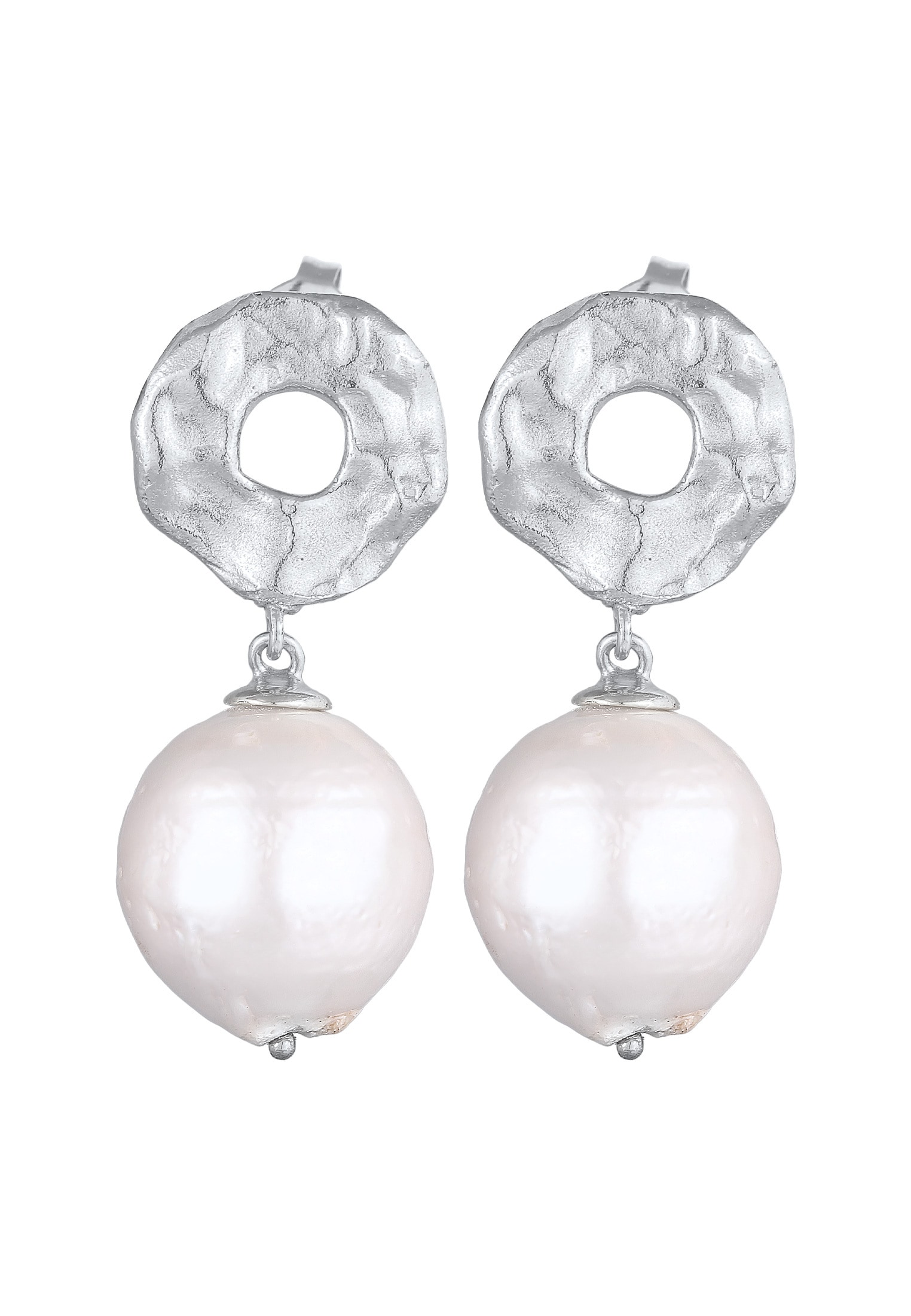 Elli Premium Paar Ohrstecker »Ohrringe Hänger Barock Süßwasserperle Disc 925 Silber«