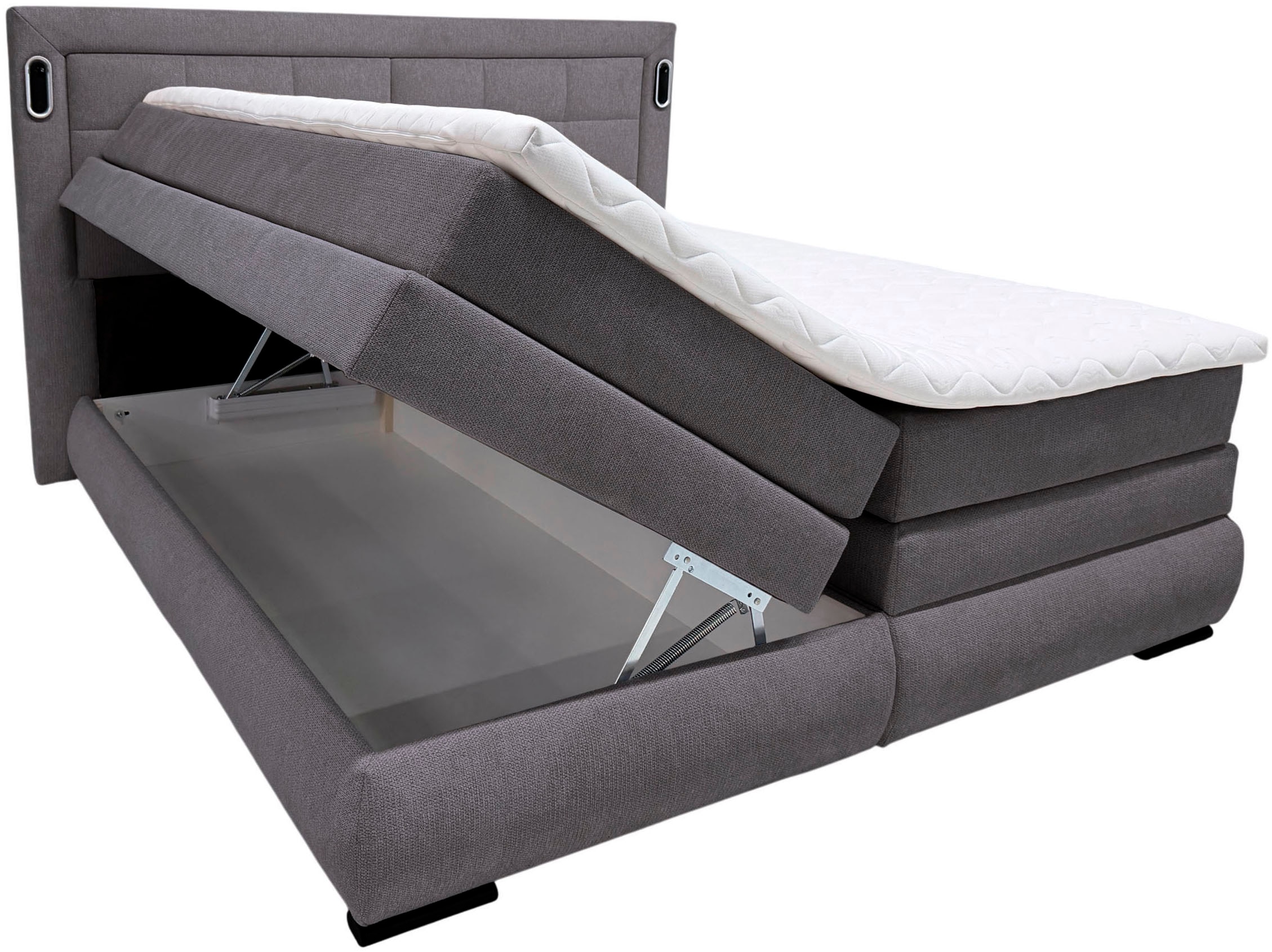 OTTO home Boxspringbett »MIVVA mit Bettkasten, mit Taschenfederkernmatratze H3, H3/H4 mix, H4« mit Kaltschaum- oder Visco-Topper (bei H4), Komfortliegehöhe 67cm