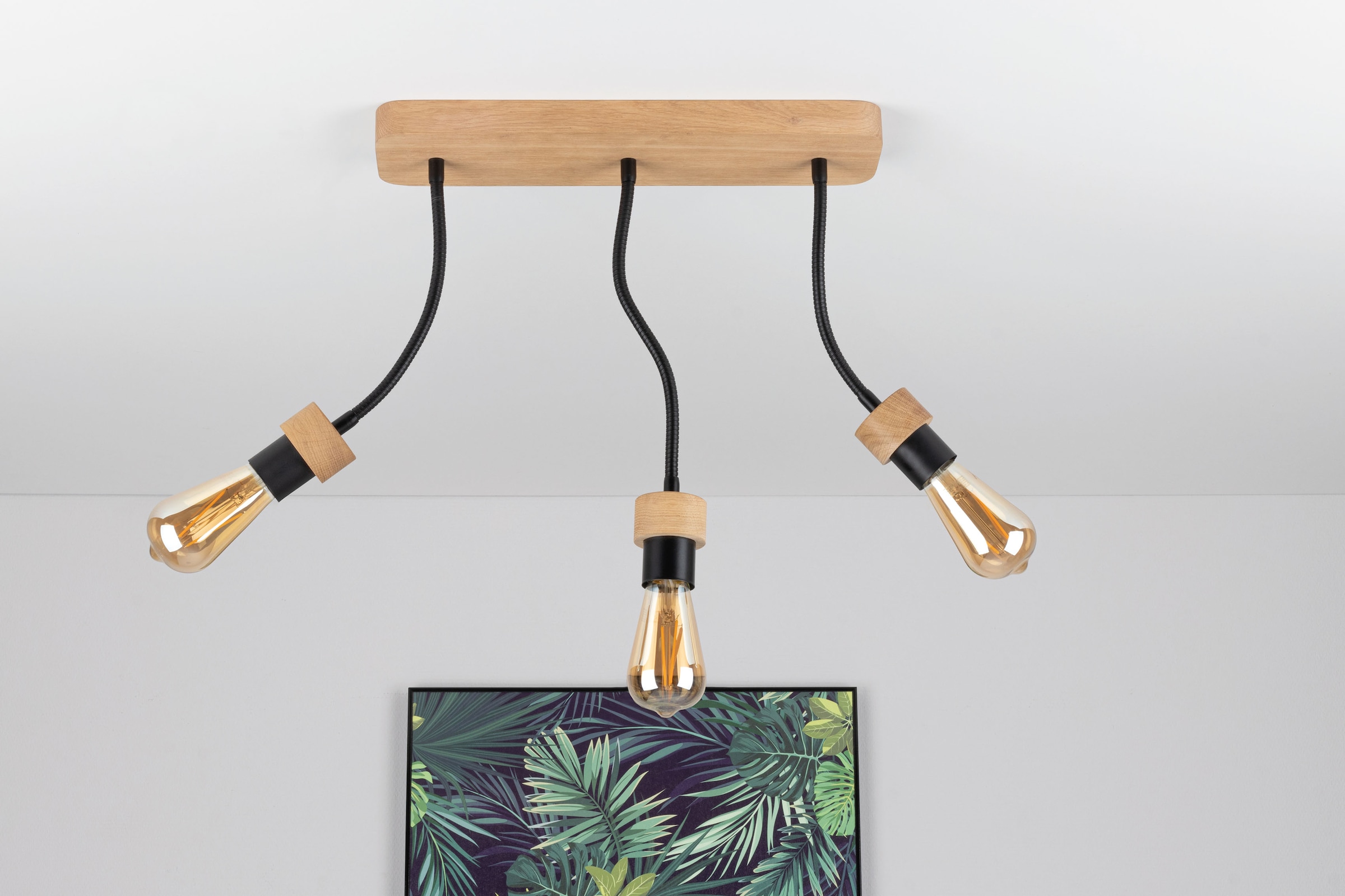 BRITOP LIGHTING Deckenleuchte »ALLUMER FLEX«, 3 flammig, Leuchtmittel E27 | Leuchtmittel wechselbar-ohne Leuchtmittel, Basis aus Eichenholz mit FSC®-Zertifikat, flexibel verstellbar