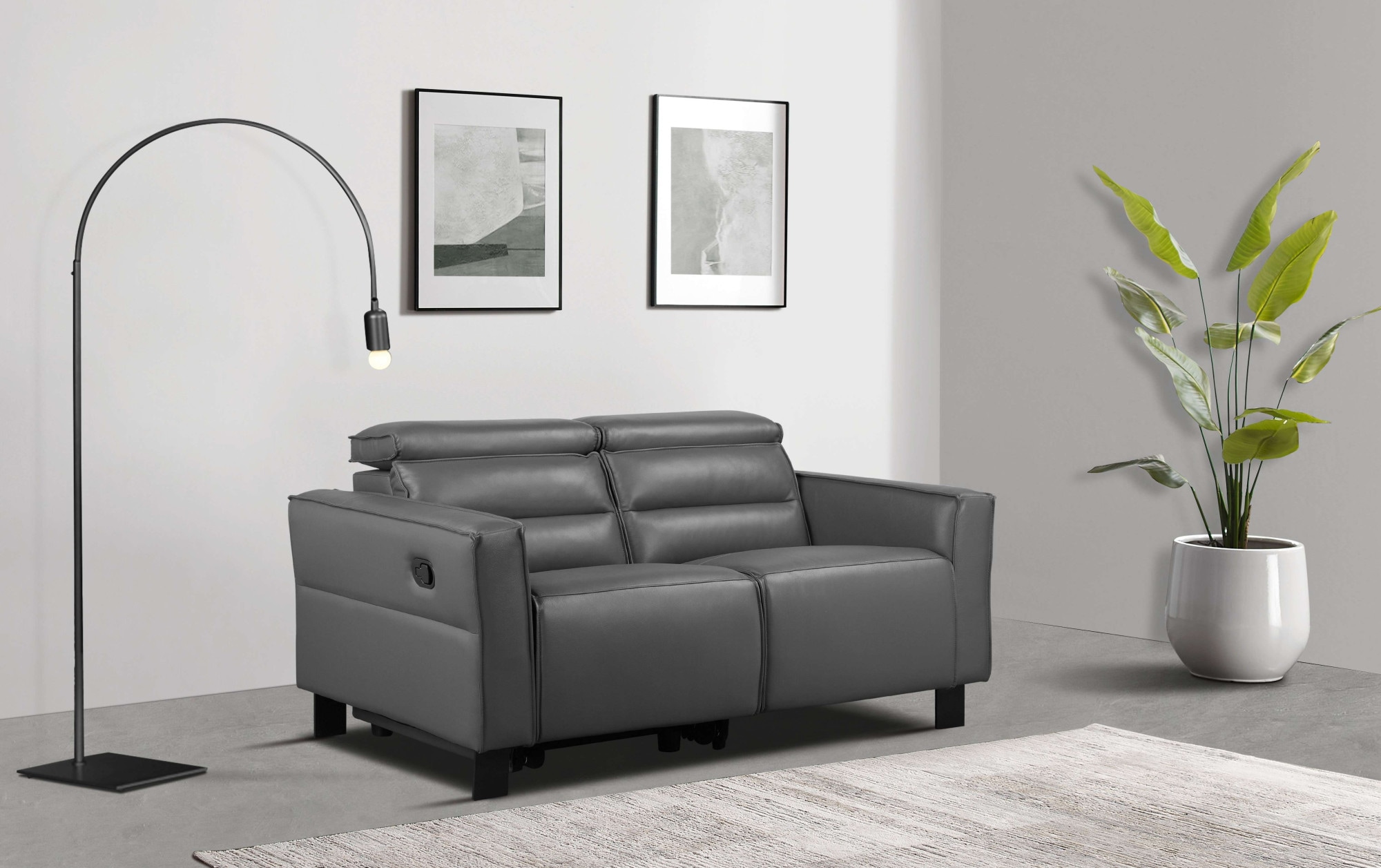 Places of Style 2-Sitzer »Carpari, 162 cm, mit manueller od. elektrischer Relaxfunktion«, (USB A/C), sowie Kopfteilverstellung