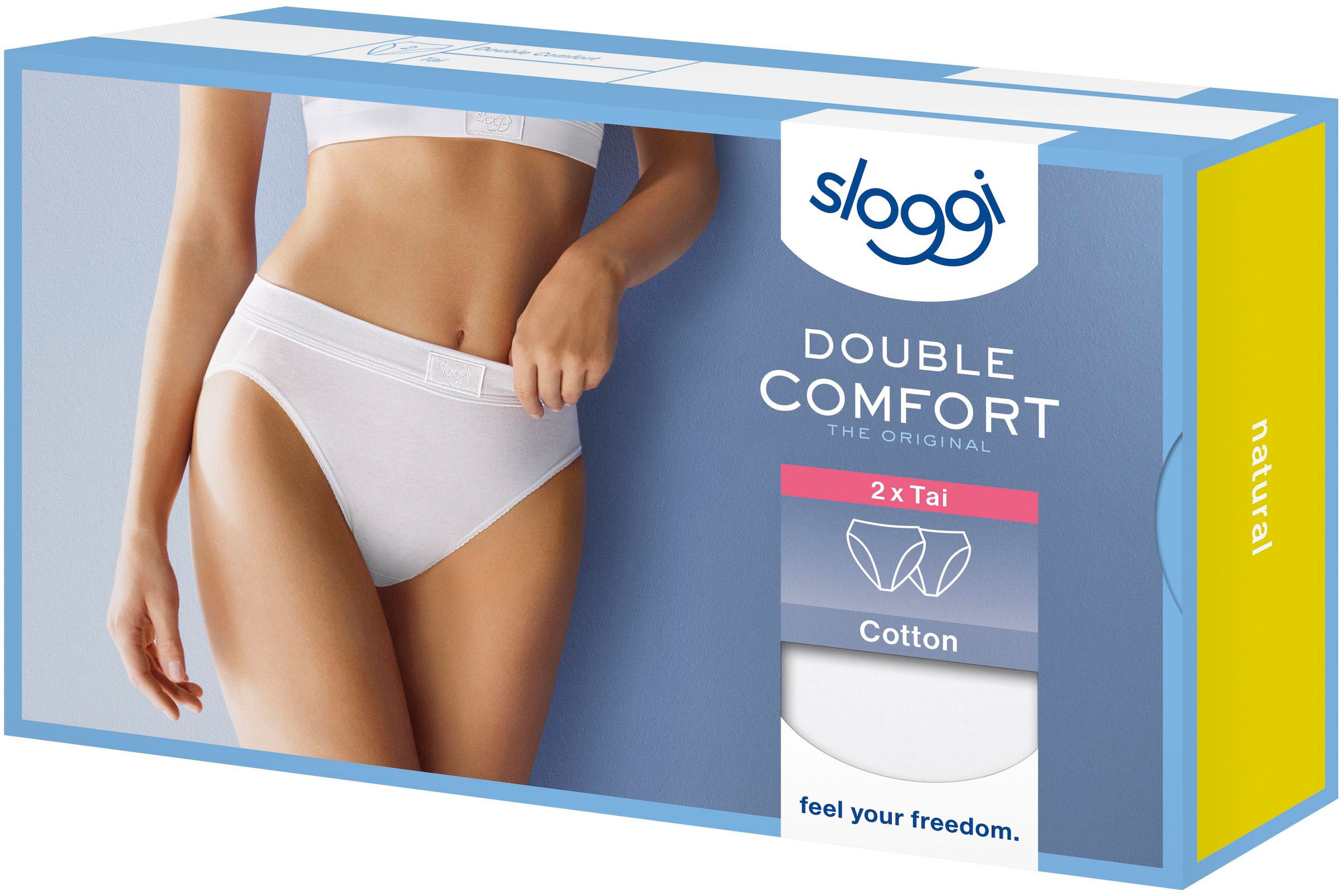 sloggi Jazz-Pants Slips »Double Comfort Tai 2P«, (Packung, 2 St.), mit Logo am Bund