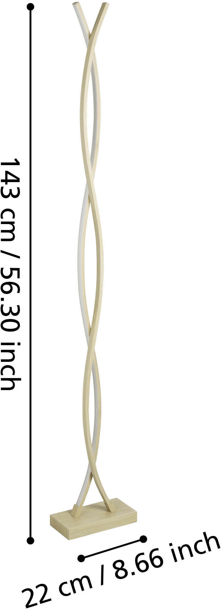 EGLO Stehlampe »LASANA 4 Stehlampe - Stahl, Alu - LED - 36W - IP20« LED-Modul 1 Stk. Warmweiß Standleuchte, Leselampe, Wohzimmer, Schlafzimmer, L23 x B11 x H143 cm