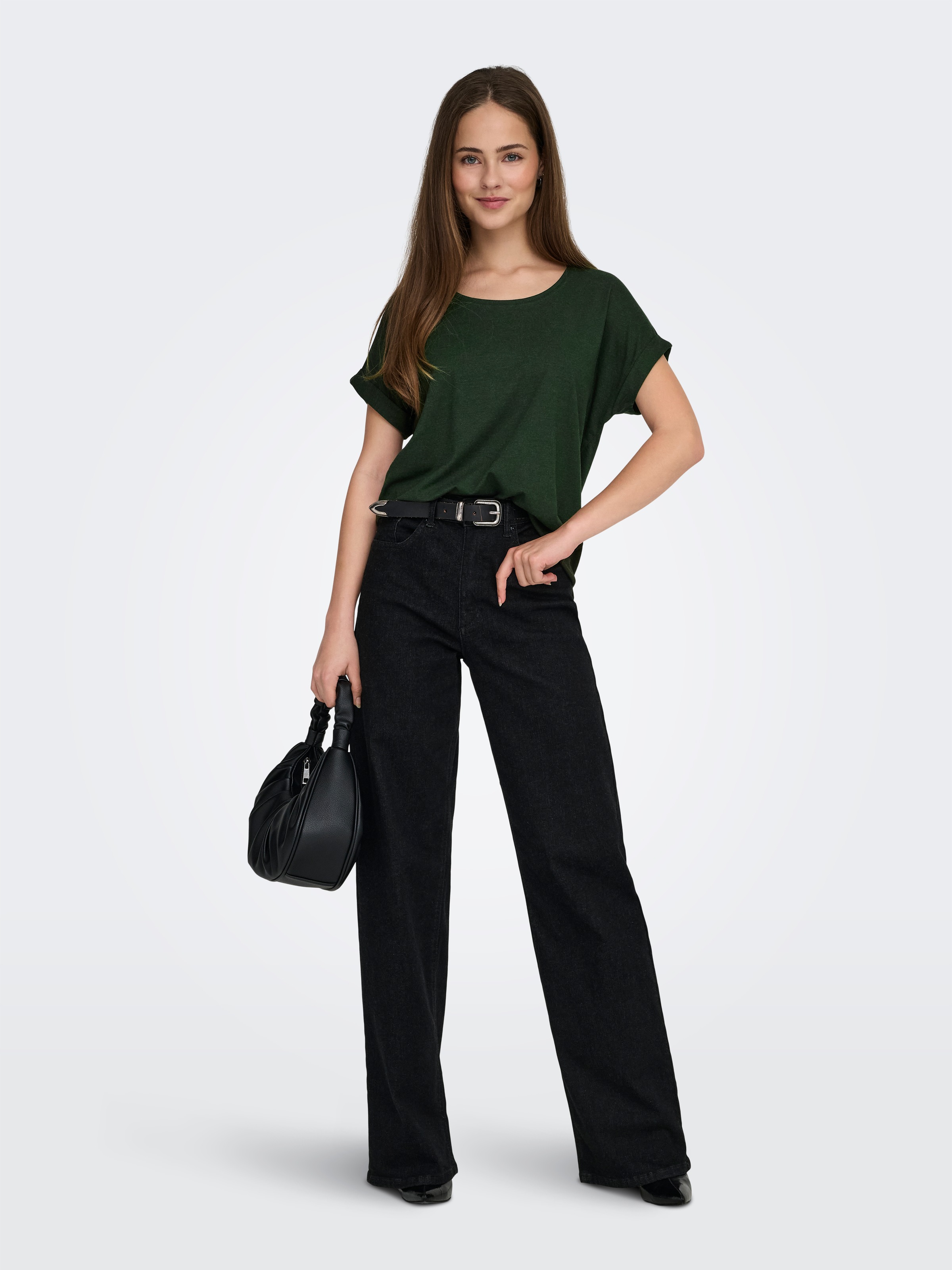 ONLY T-Shirt »ONLMOSTER – T-Shirt mit melierter Optik und elastischem Material« meliert, casual, lässig geschnitten, Viskosemischung, Rundhals