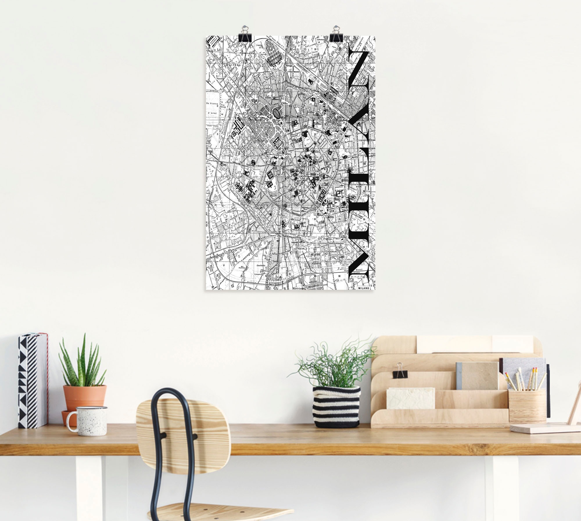 Artland Wandbild »Mailand Karte Straßen Karte«, Italien, (1 St.), als Alubild, Leinwandbild, Wandaufkleber oder Poster in versch. Größen