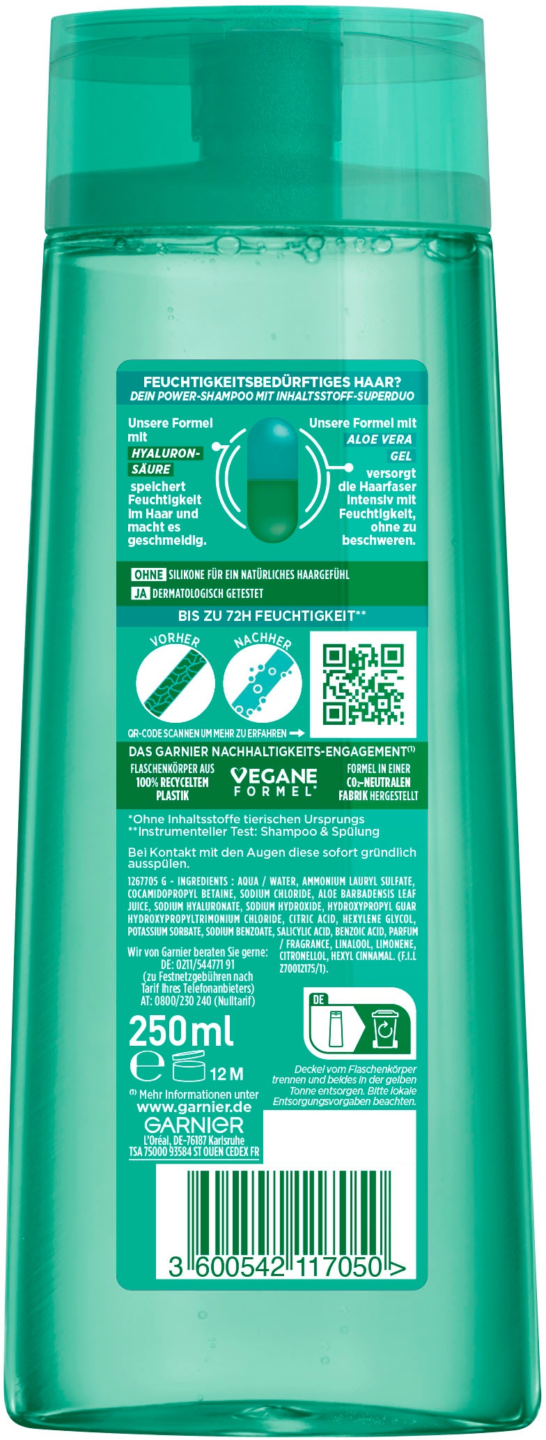 GARNIER Haarshampoo »Garnier Fructis Aloe Hydra Bomb Shampoo«, (Packung, 6 tlg.), Für normales Haar