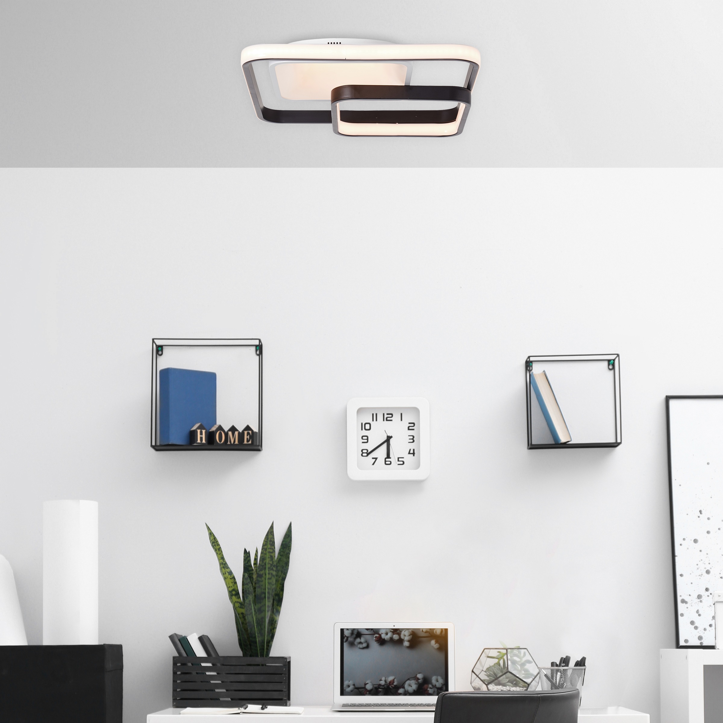 Brilliant LED Deckenleuchte »Cava« LED-Modul 1 Stk. 40 x 40 cm, dimmbar, CCT, 5000 lm, Fernbedienung, Metall, weiß/schwarz