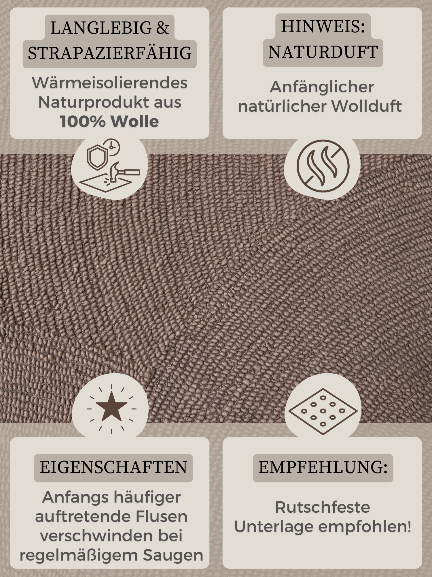 HANSE Home Wollteppich »Eleni«, rechteckig, 18 mm Höhe, Handgetuftet, Wolle, Natur, Wohnzimmer, Schlafzimmer, Skandi, Hygge
