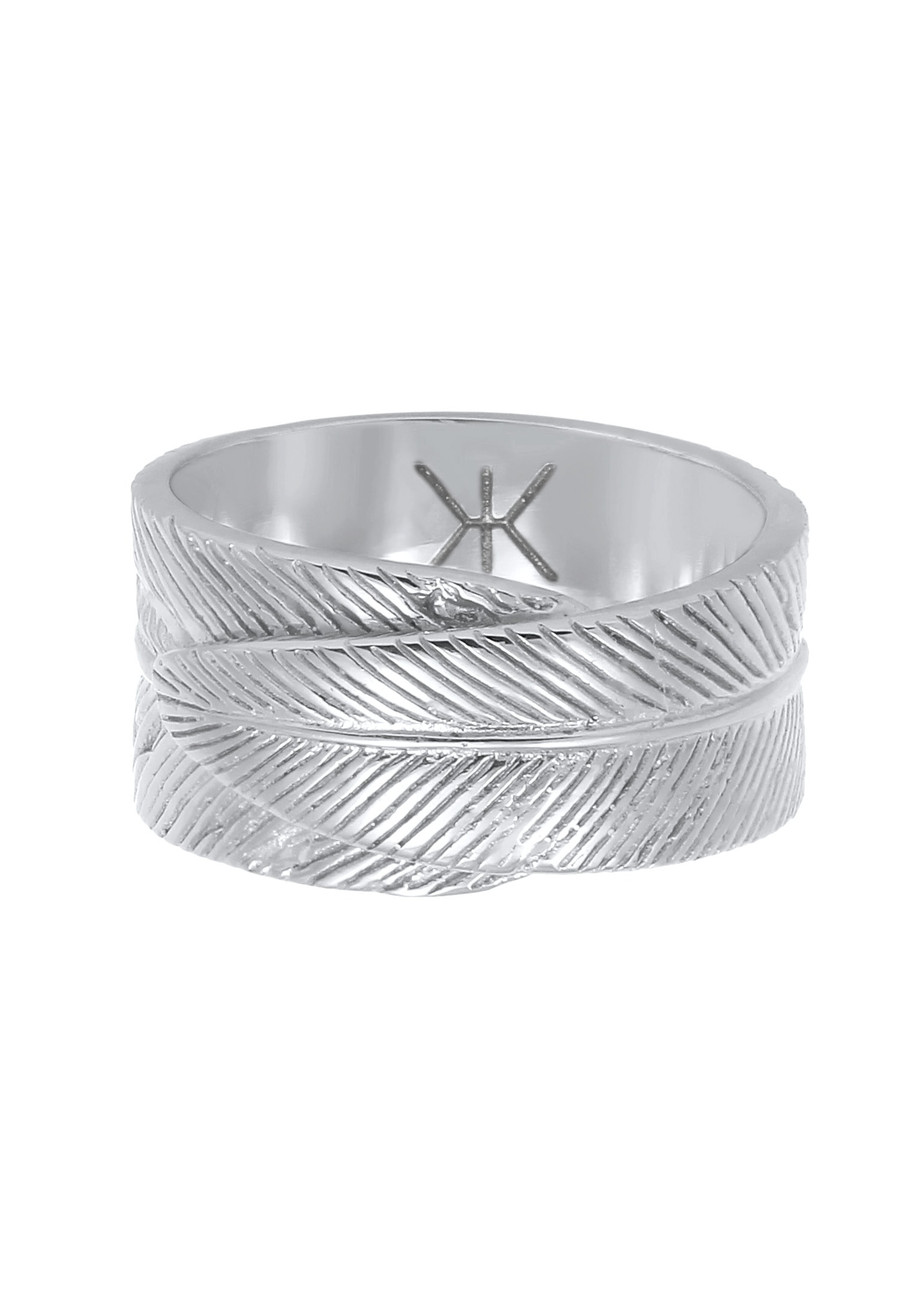 Kuzzoi Silberring »Ring Herren Feder Vintage Trend Massiv 925 Silber«