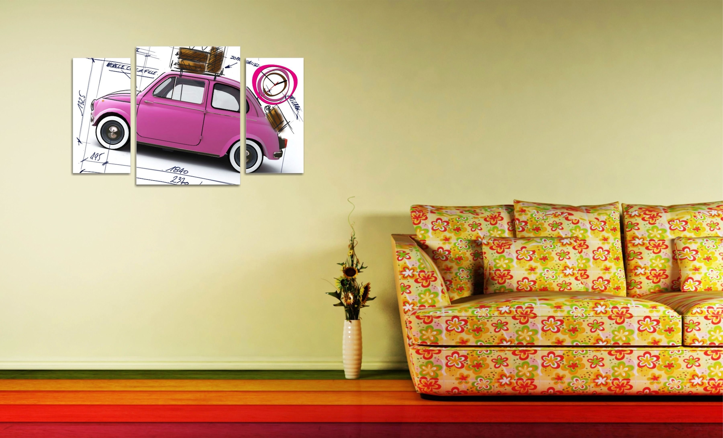 Car«, Uhr mit Uhr kaufen »Pink Rechnung (Set), dekorativer Mini mit auf Auto, Oberkircher´s Bild Conni