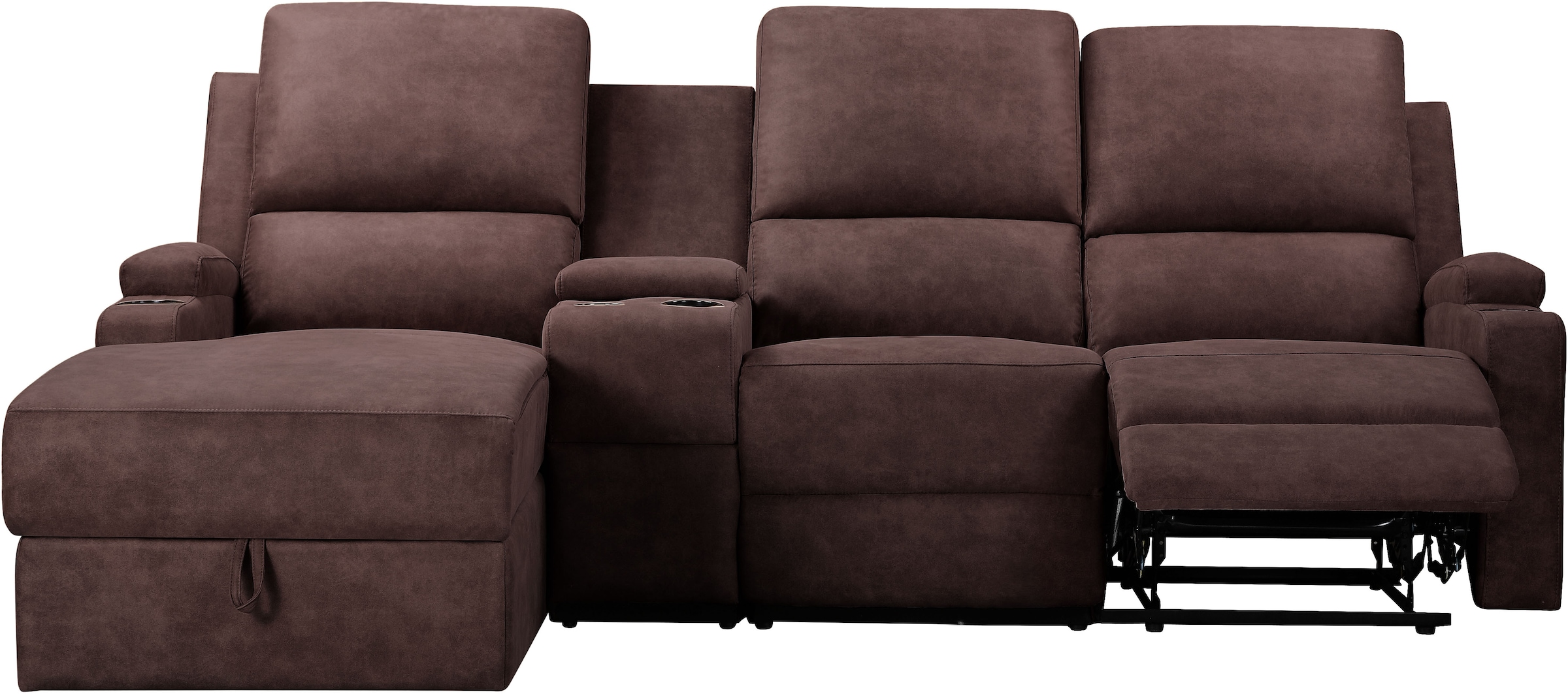 Home affaire Ecksofa »NAPORI Multimediasofa, 3er Kinosessel XXL, L-Form, 3 Bezugsstoffe«, Kinosofa mit Relaxfunktion, Getränkehalter, Staufach und Staukasten