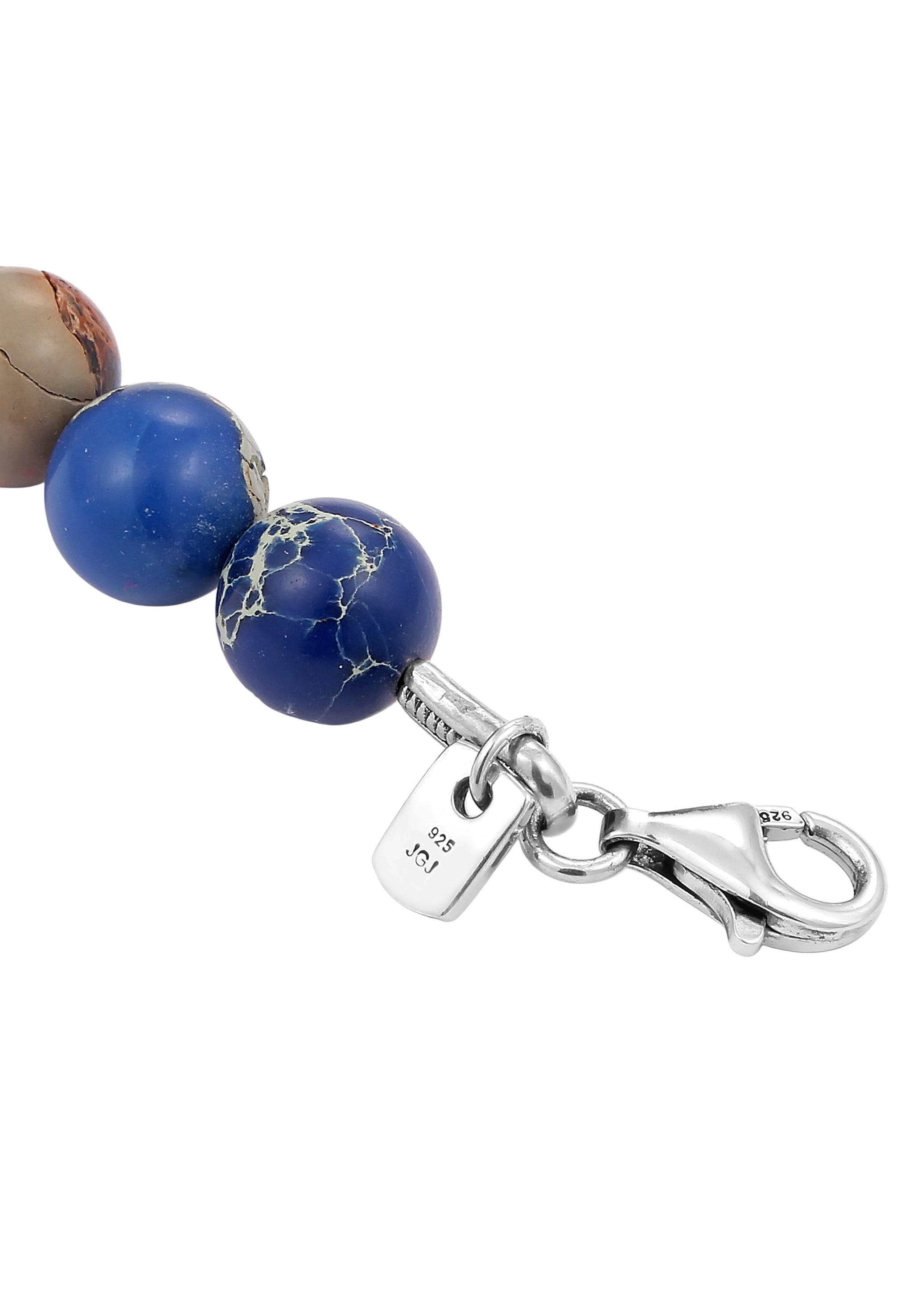 Kuzzoi Silberkette »Halskette Steinkette Totenkopf Achat Blau 925 Sterling Silber«