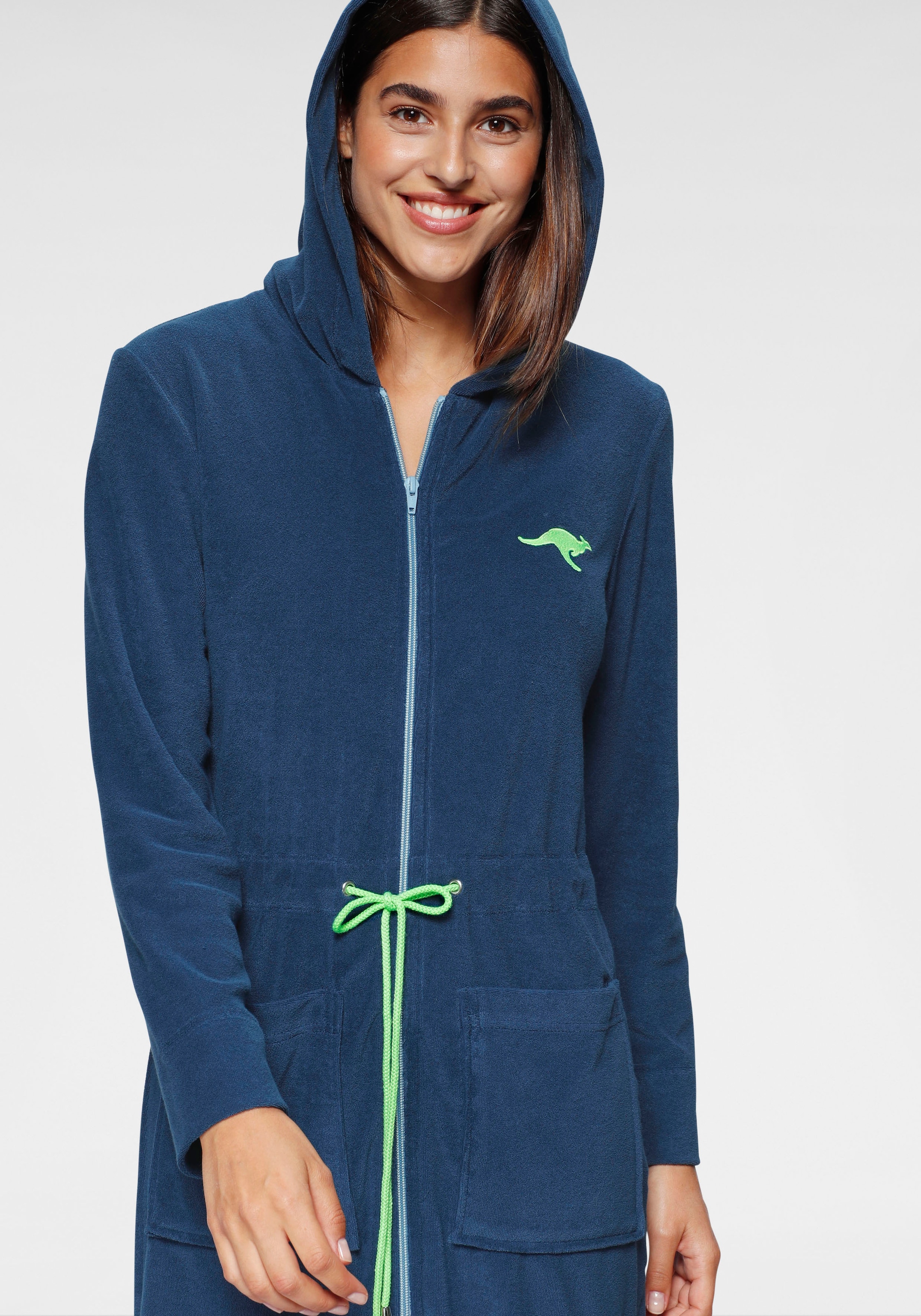 KangaROOS Damenbademantel »Kira, ideal für Sauna & Spa, Hotelbademantel, Morgenmantel«, (1 St.), mit Bindekordel, kurz, Bademäntel für Damen, XS-3XL