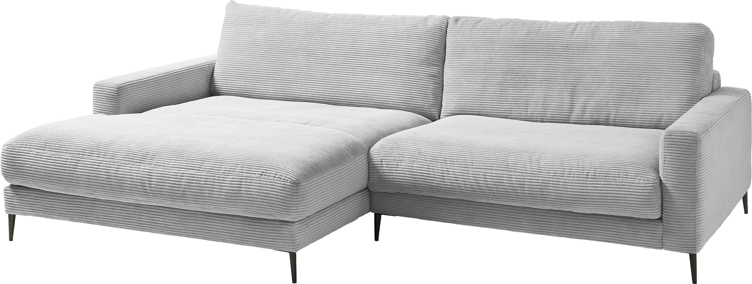 INOSIGN Ecksofa »Downtown, B/T/H: 272/190/84 cm L-Form«, weicher Sitzkomfort auch in Cord und Bouclé, incl. Zierkissen