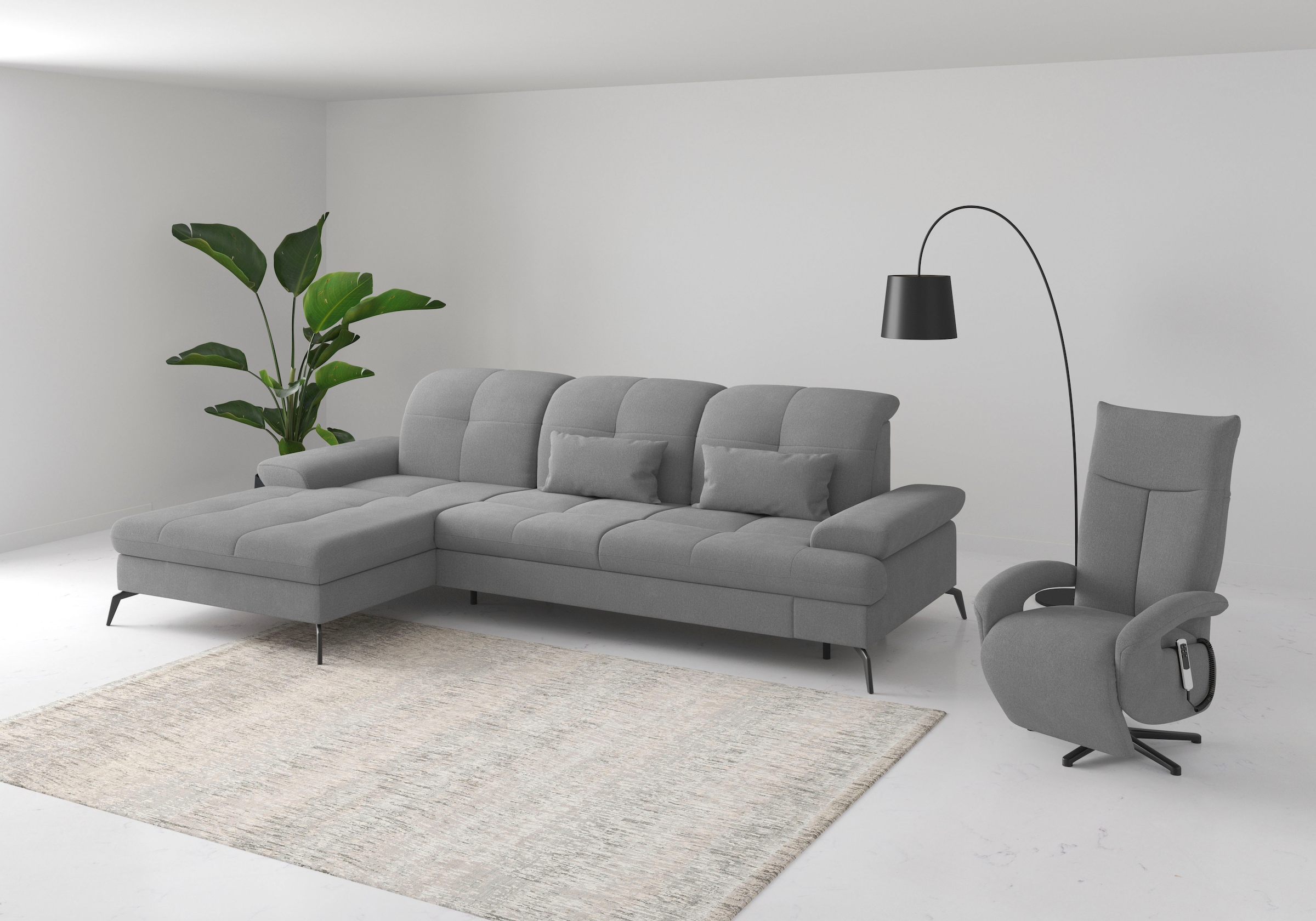 sit&more Ecksofa »Amica, L-Form, inkl. Sitztiefenverstellung & Armteilverstellung«, wahlweise mit Bettfunktion, Bettkasten und Kopfteilverstellung