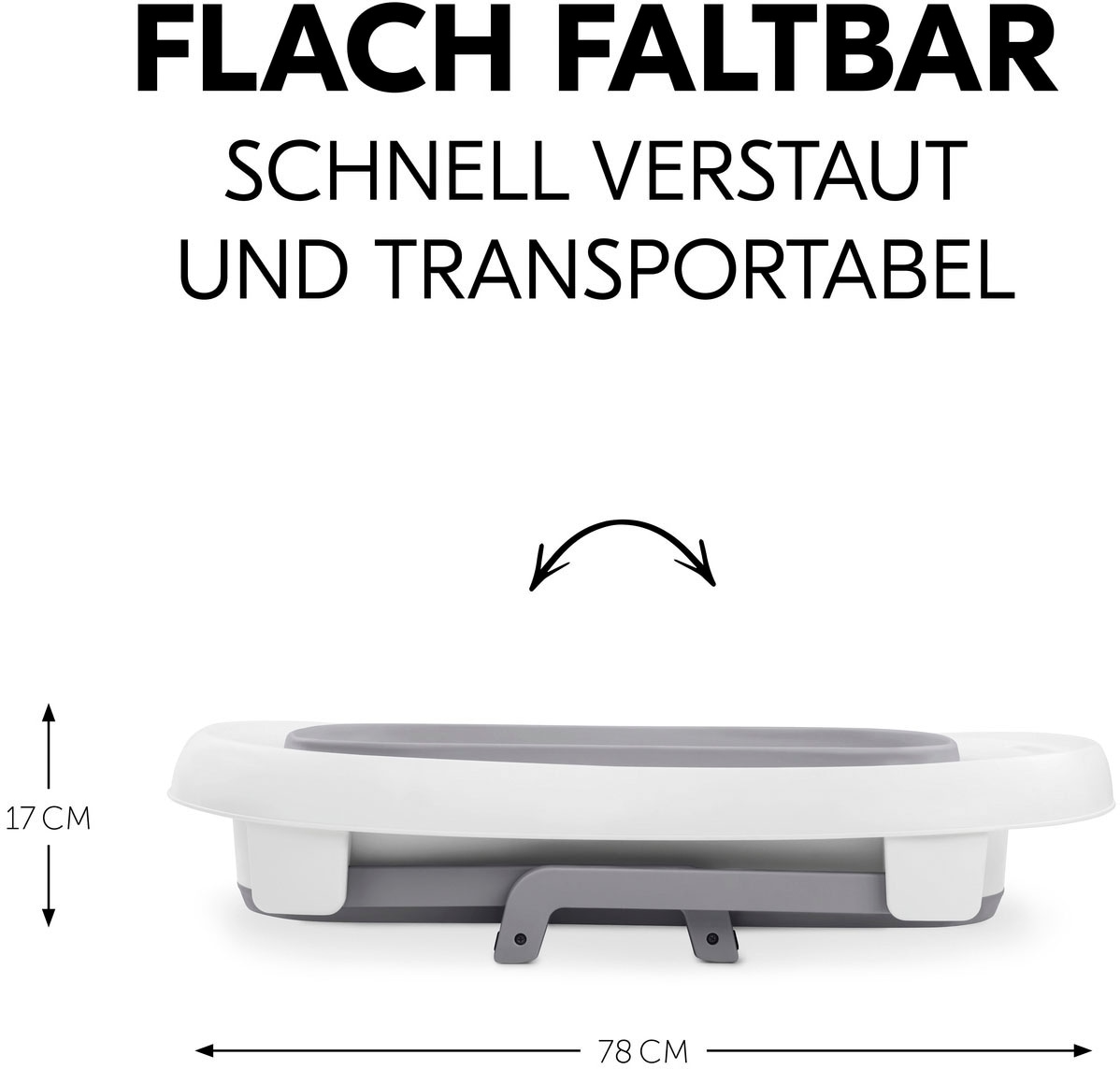 Hauck Babybadewanne »Wash N Fold L, White/Stone« Höhe 44 cm Standbeine | wärmeempfindlicher Ablaufstopfen | zusammenfaltbar Faltbadewanne mit Wassertemperaturmessung am Ablaufstopfen