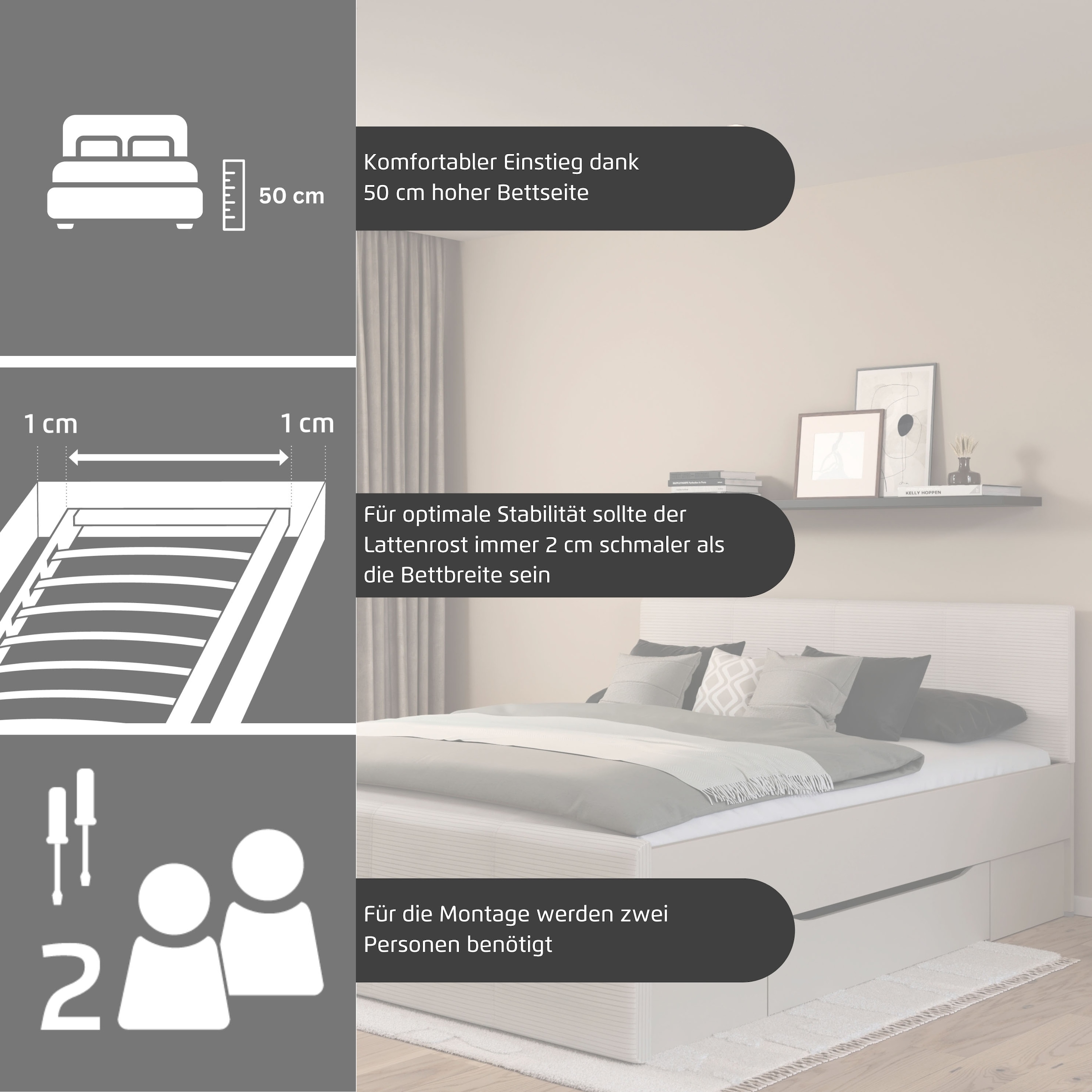 rauch Bett »Doppelbett Polsterbett Stauraumbett AGORDO«, (180x200 cm), praktische Bettschubkästen für zusätzlichen Stauraum MADE IN GERMANY