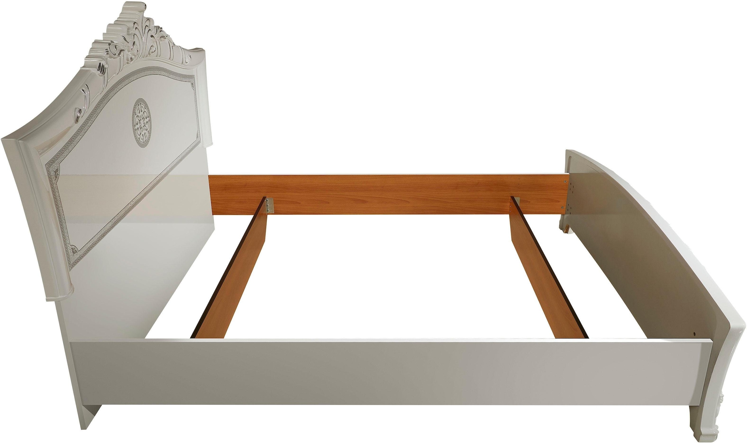 INOSIGN Bett »Greta, aus FSC-zertifiziertem Holzwerkstoff, Hochglanzoberfläche«, (Liegefläche 180x200cm), im italienischen Barock- KLassik-Stil mit opulenten Verzierungen