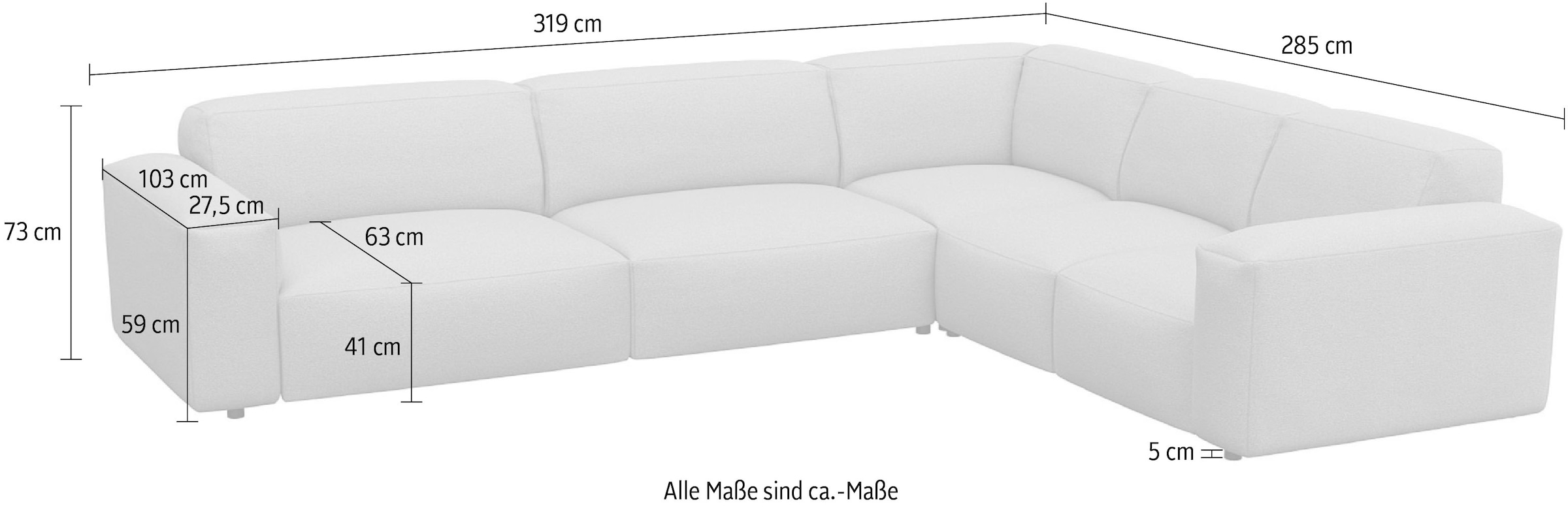 FLEXLUX Ecksofa »Lucera«, modern & anschmiegsam, Kaltschaum, Stahl-Wellenunterfederung