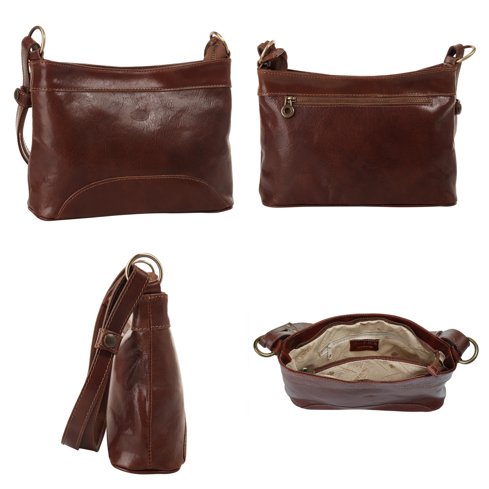 Piké Umhängetasche, echt Leder, Made in Italy
