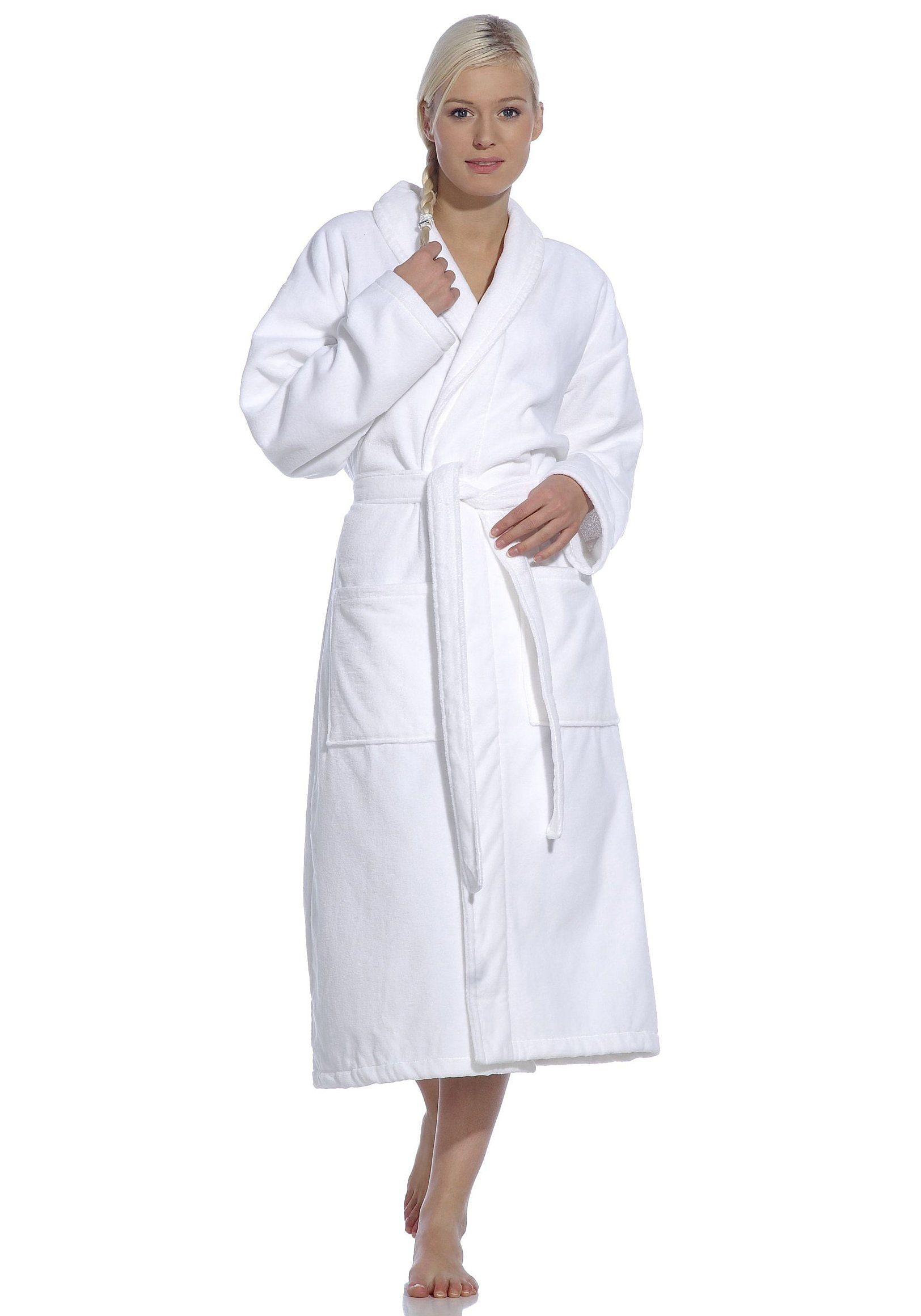 Vossen Bademantel »Feeling-L, ideal für Sauna & Spa, Hotelbademantel, Morgenmantel«, (1 St.), mit hohem Kragen