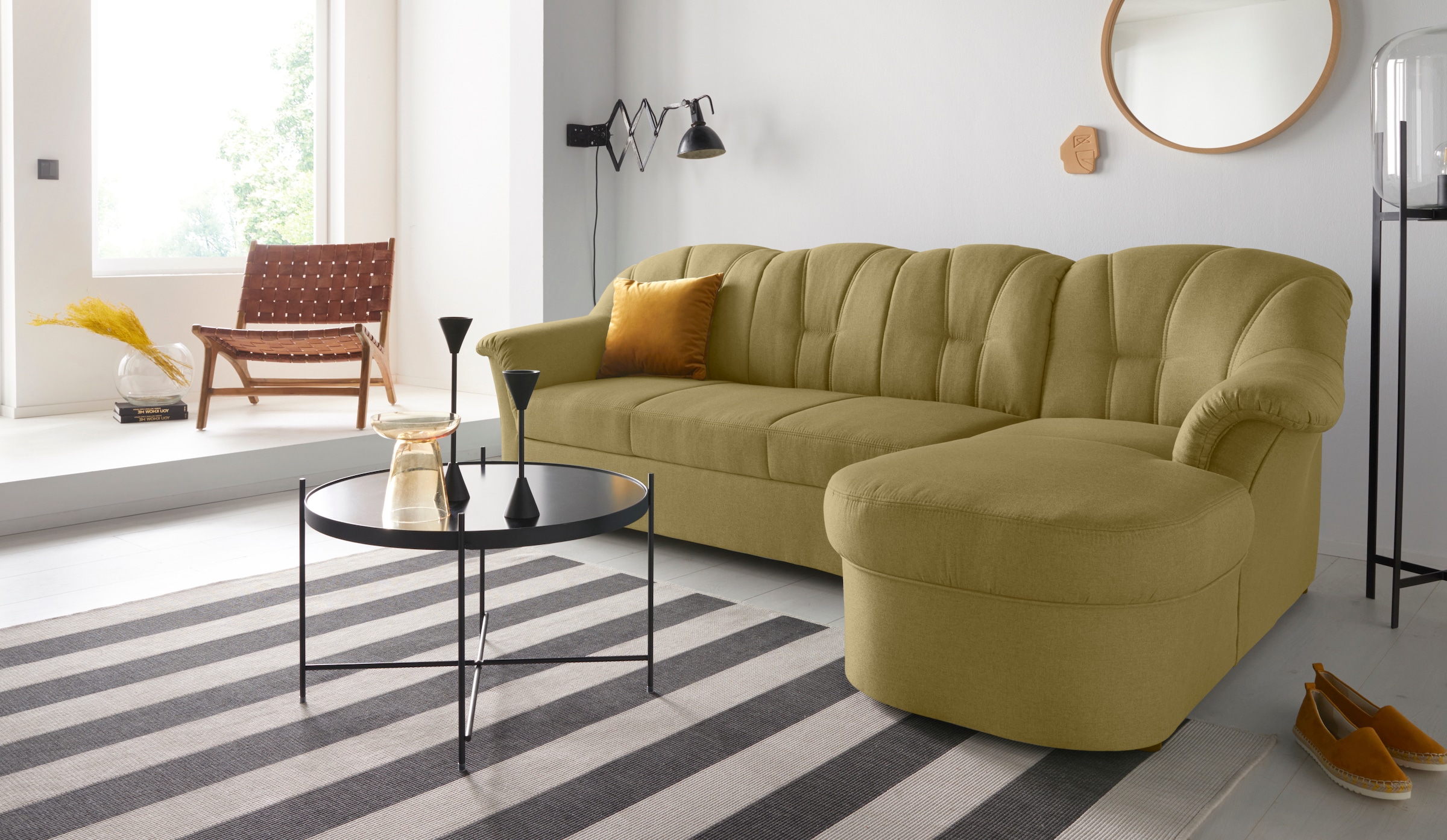 DOMO collection Ecksofa Papenburg L-Form, in großer Farbvielfalt, wahlweise mit Bettfunktion