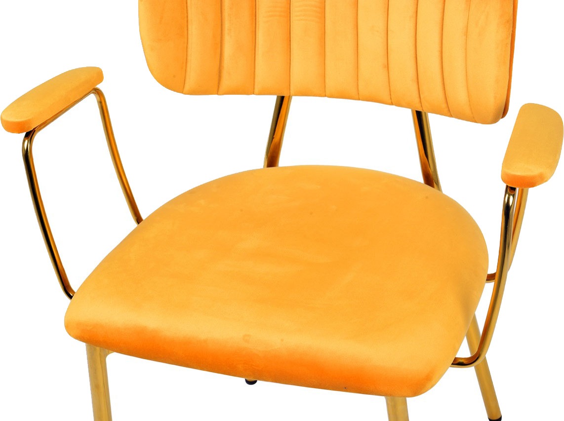 Kayoom Polsterstuhl »Stuhl Giselle 225 2er-Set, Gestell aus Edelstahl« (Set) 2 Stk.mit Armlehnen, goldenes Gestell aus Edelstahl, Samtbezug, Ziernähte