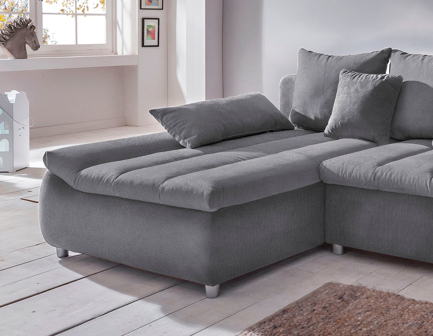 INOSIGN Ecksofa »Imola bequem, aktuelle Steppung im Sitz, L-Form, Breite 270cm«, wahlweise mit Bettfunktion