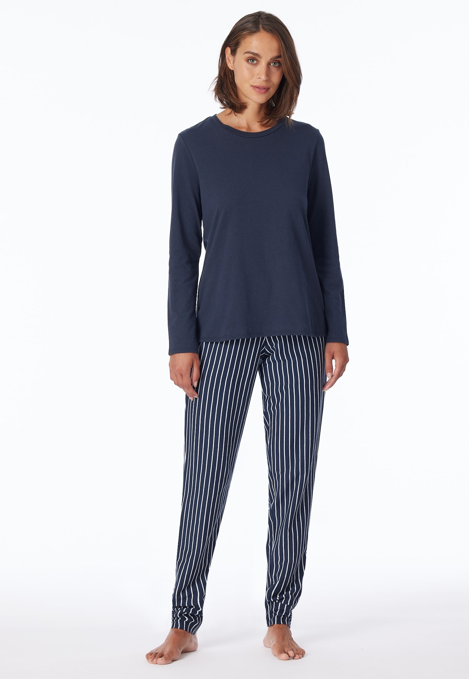 uncover by SCHIESSER Schlafanzug »UNCOVER Nightwear«, (2 tlg.), mit Rundhalsausschnitt, Langarm, Single Jersey-Qualität