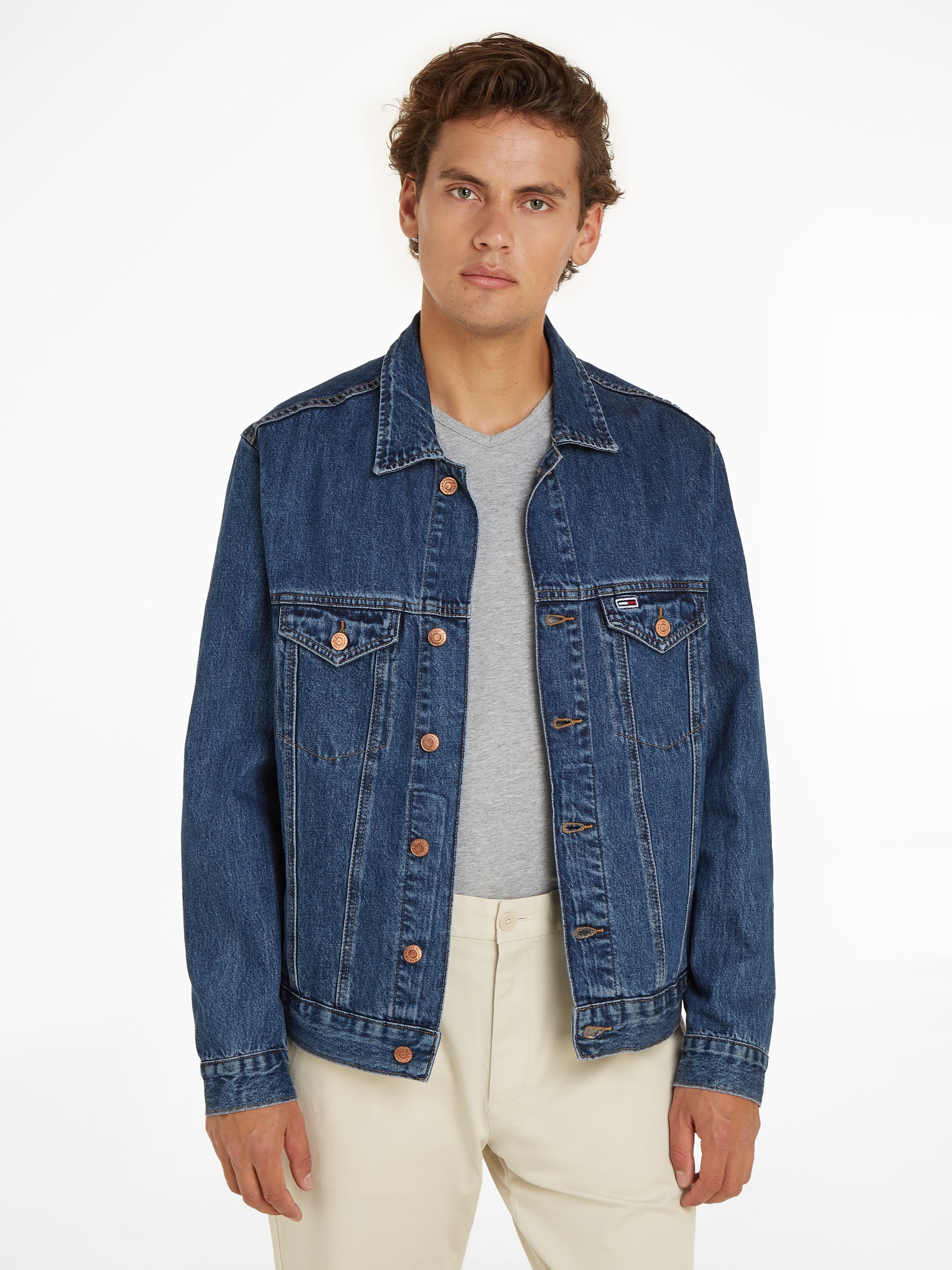 Jeansjacke »RYAN RGLR TRCKR JCKT«, leichte Used-Effekte