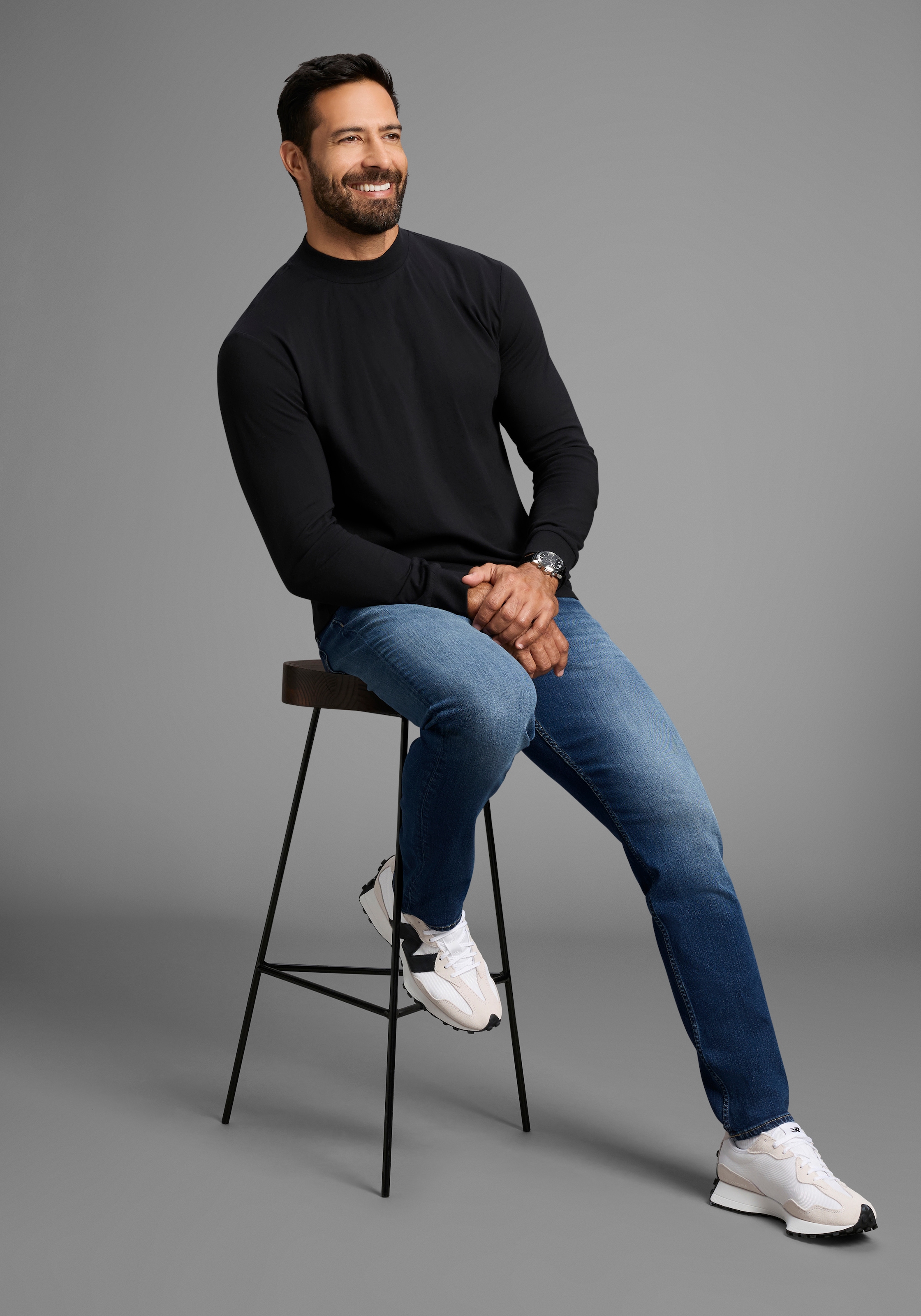 Man's World Stehkragenshirt »Neue Kollektion!« mit Bündchen